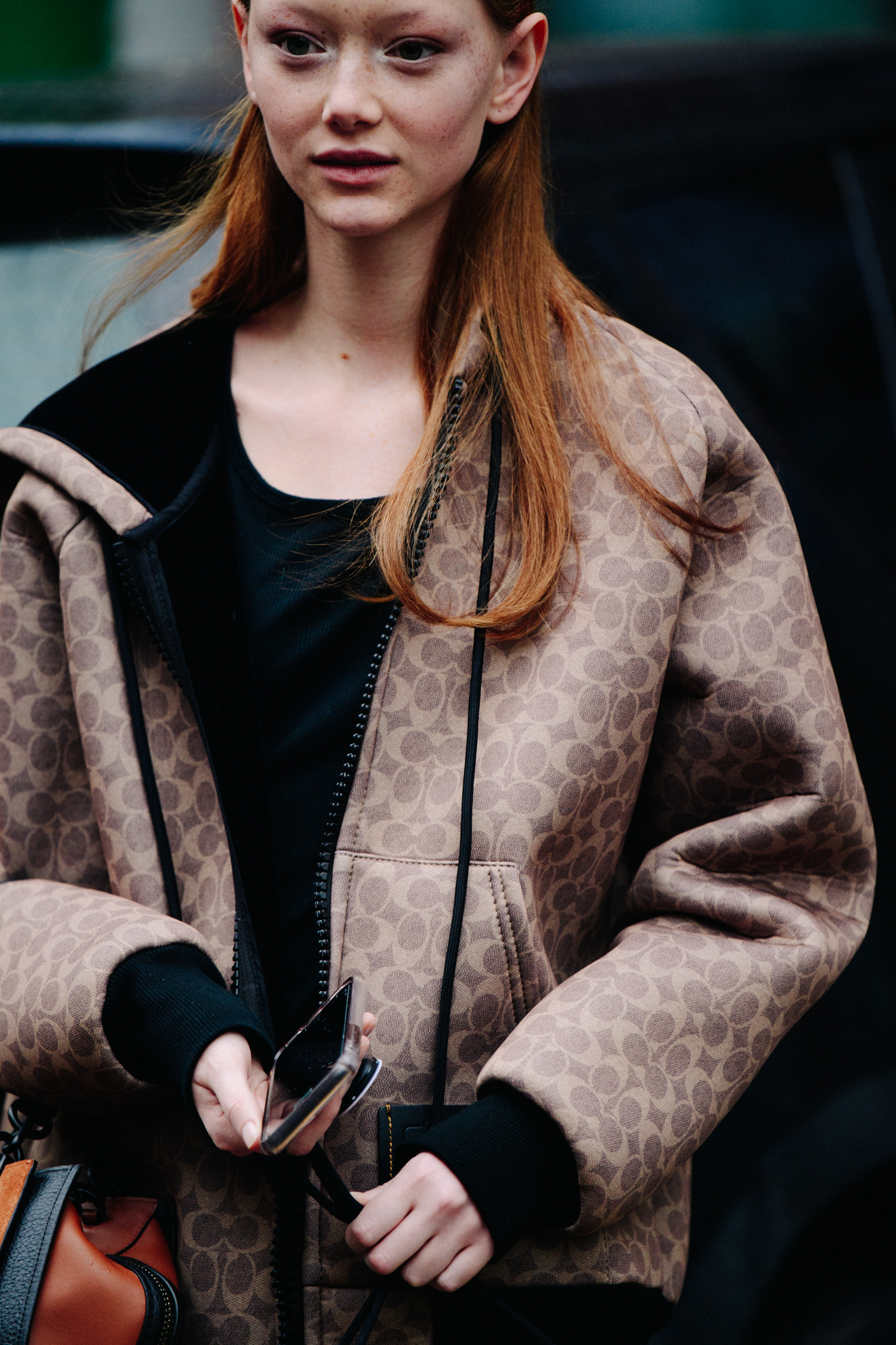 Model with long ginger hair