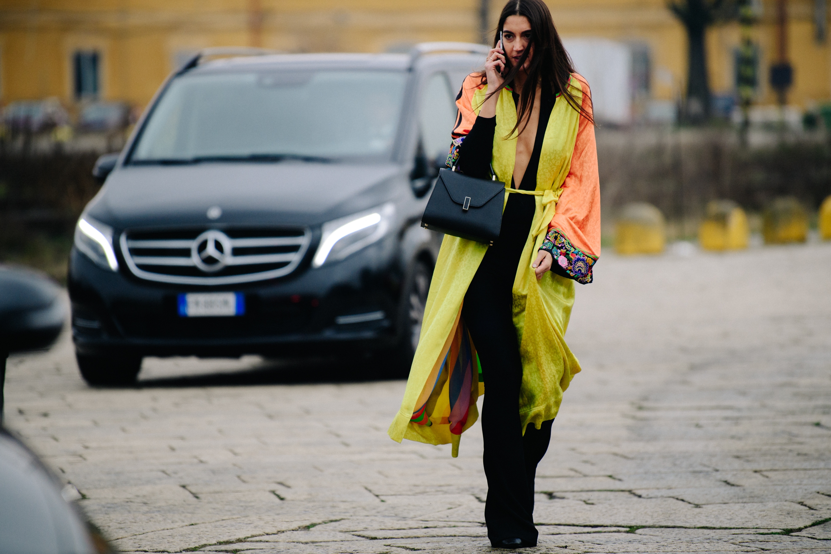 Woman wearing colourful dress
