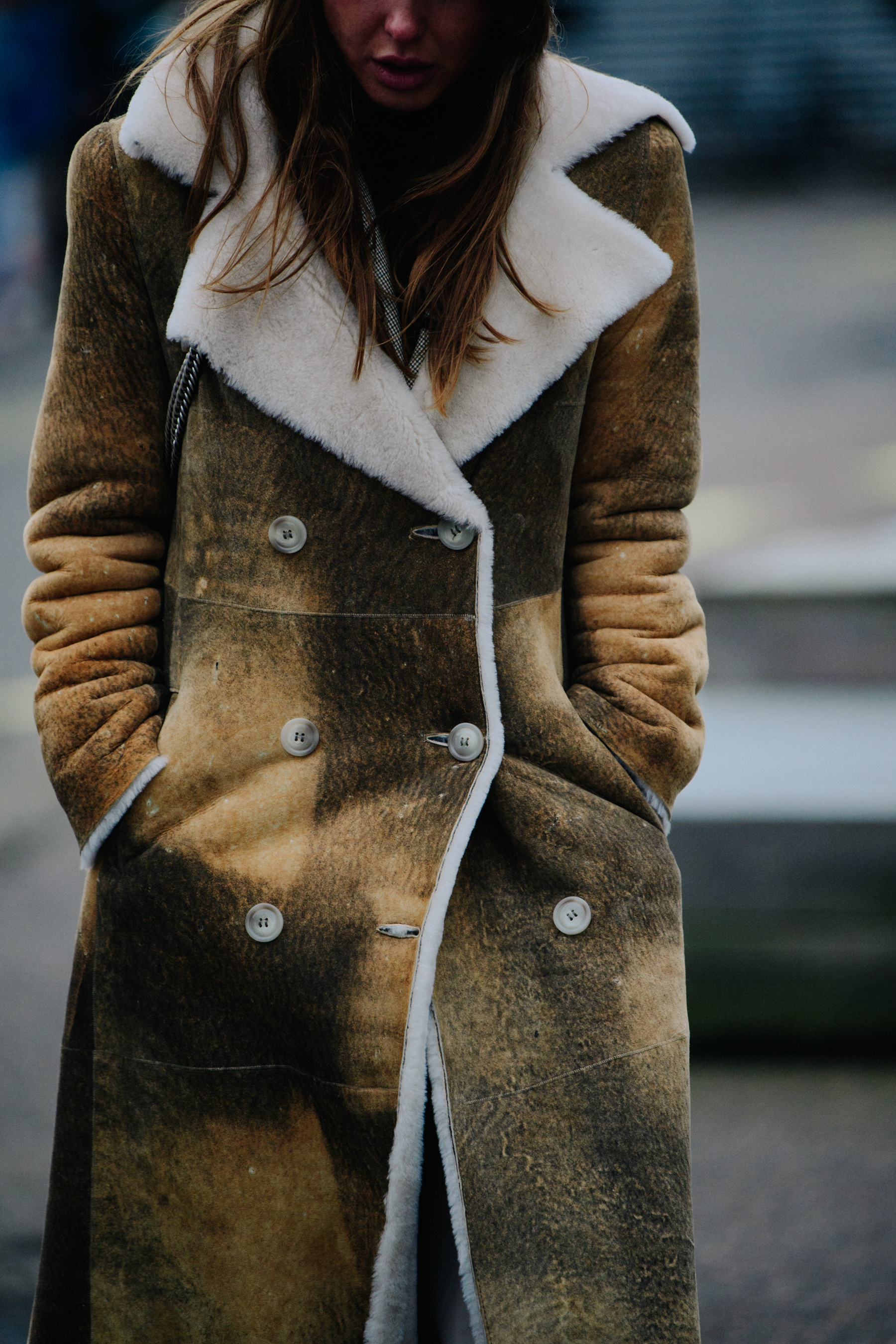 Woman wearing fur coat