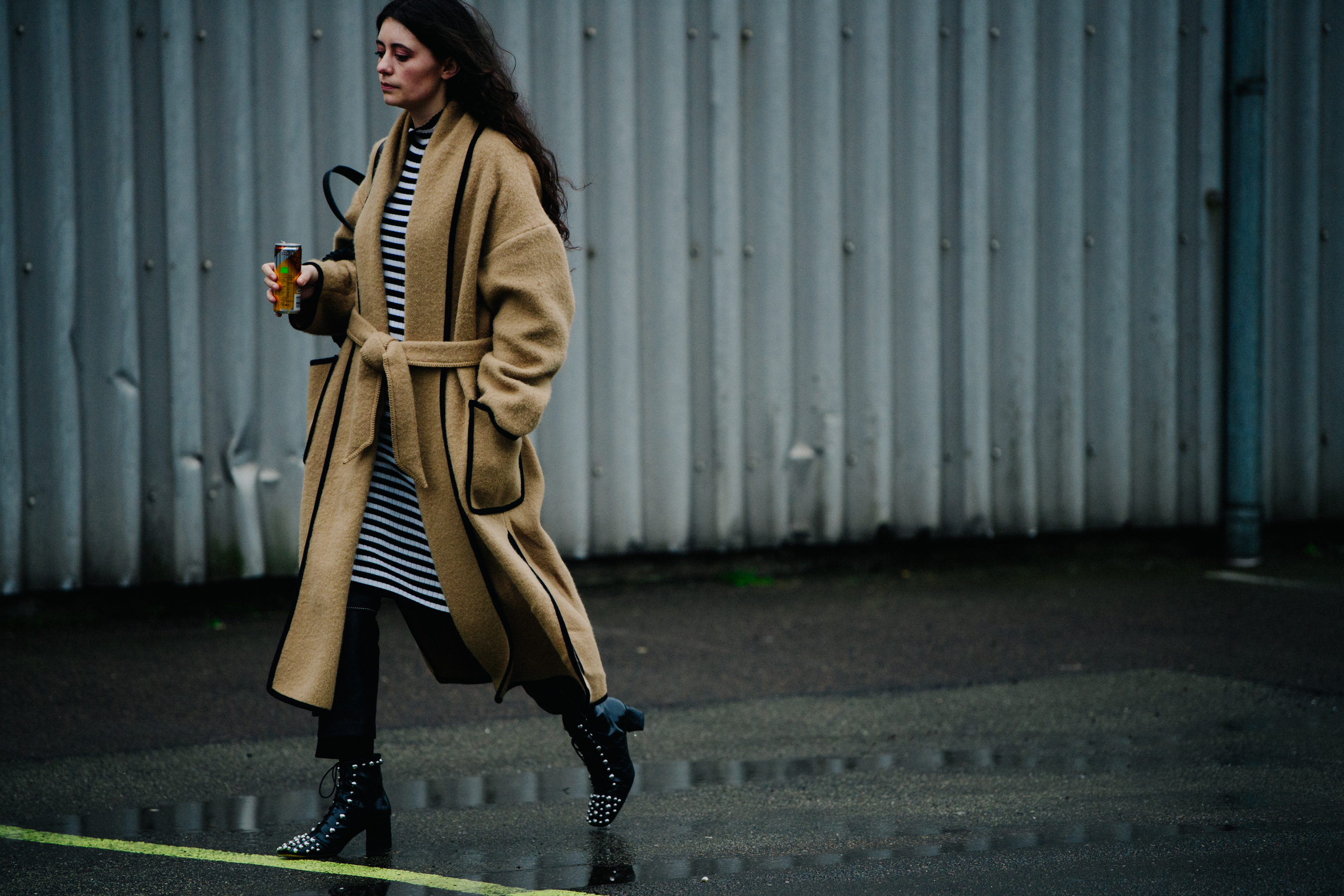 Norwegian woman wearing striped dress