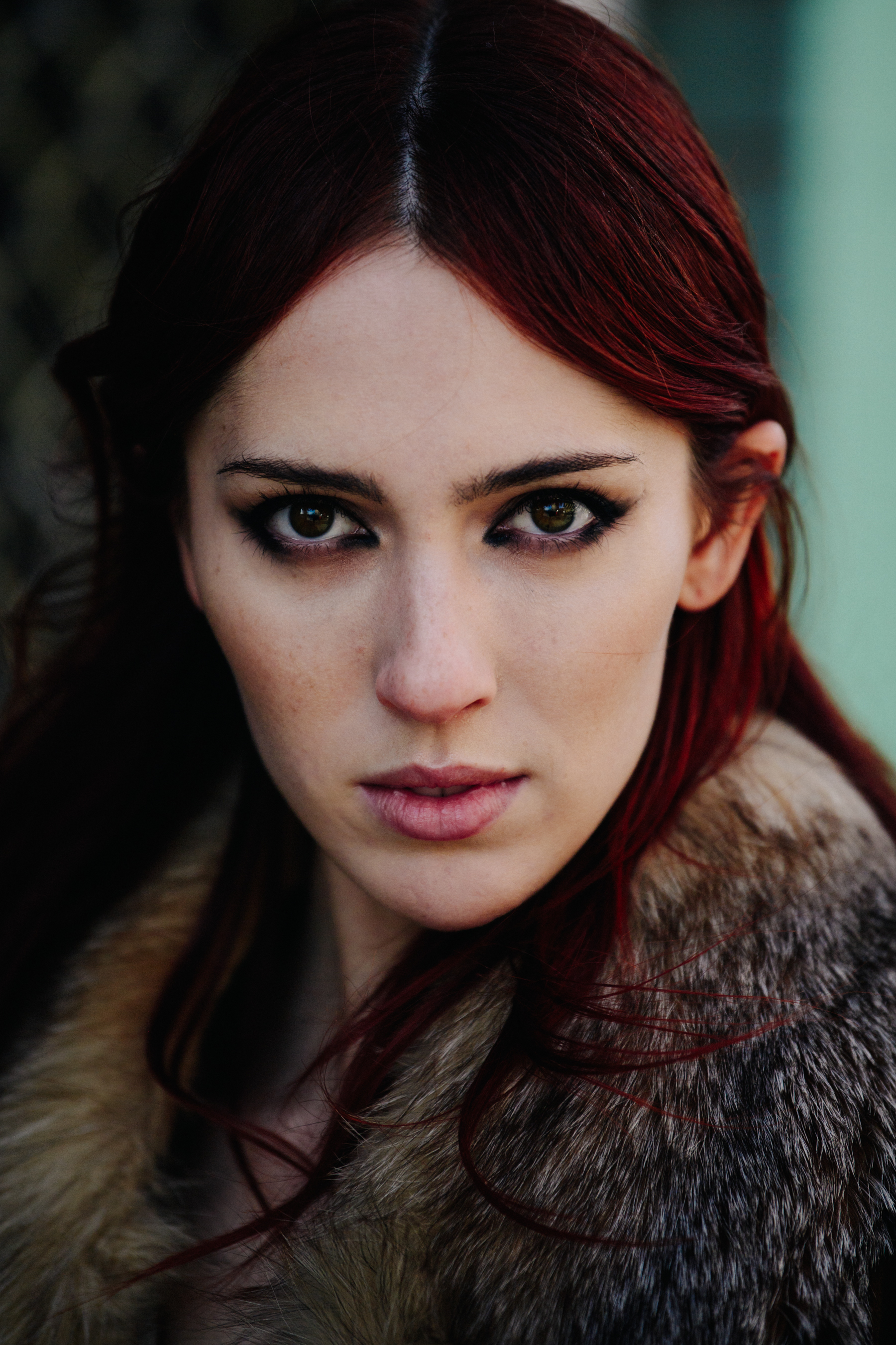 Portrait of model with red hair