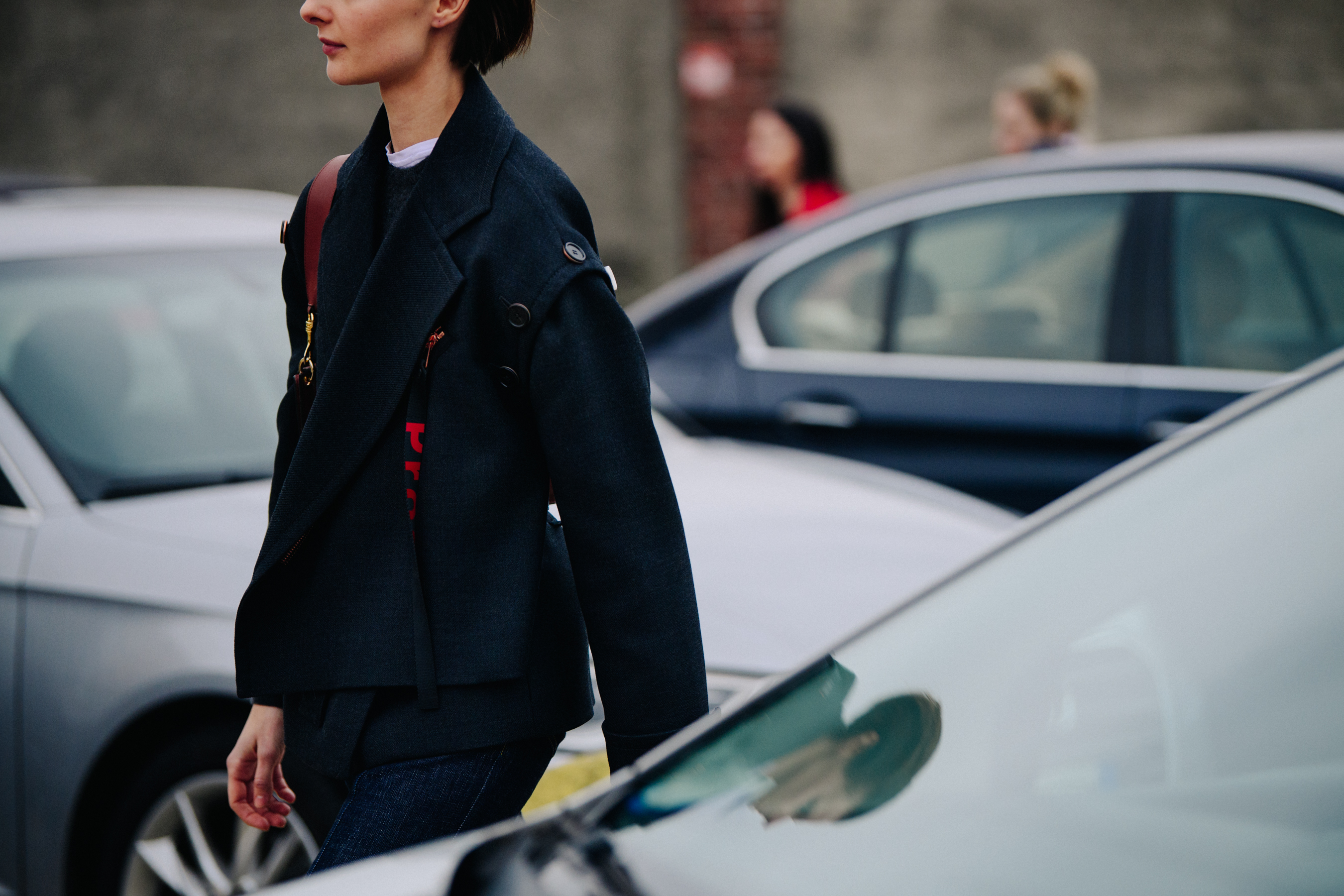 Model wearing black jacket