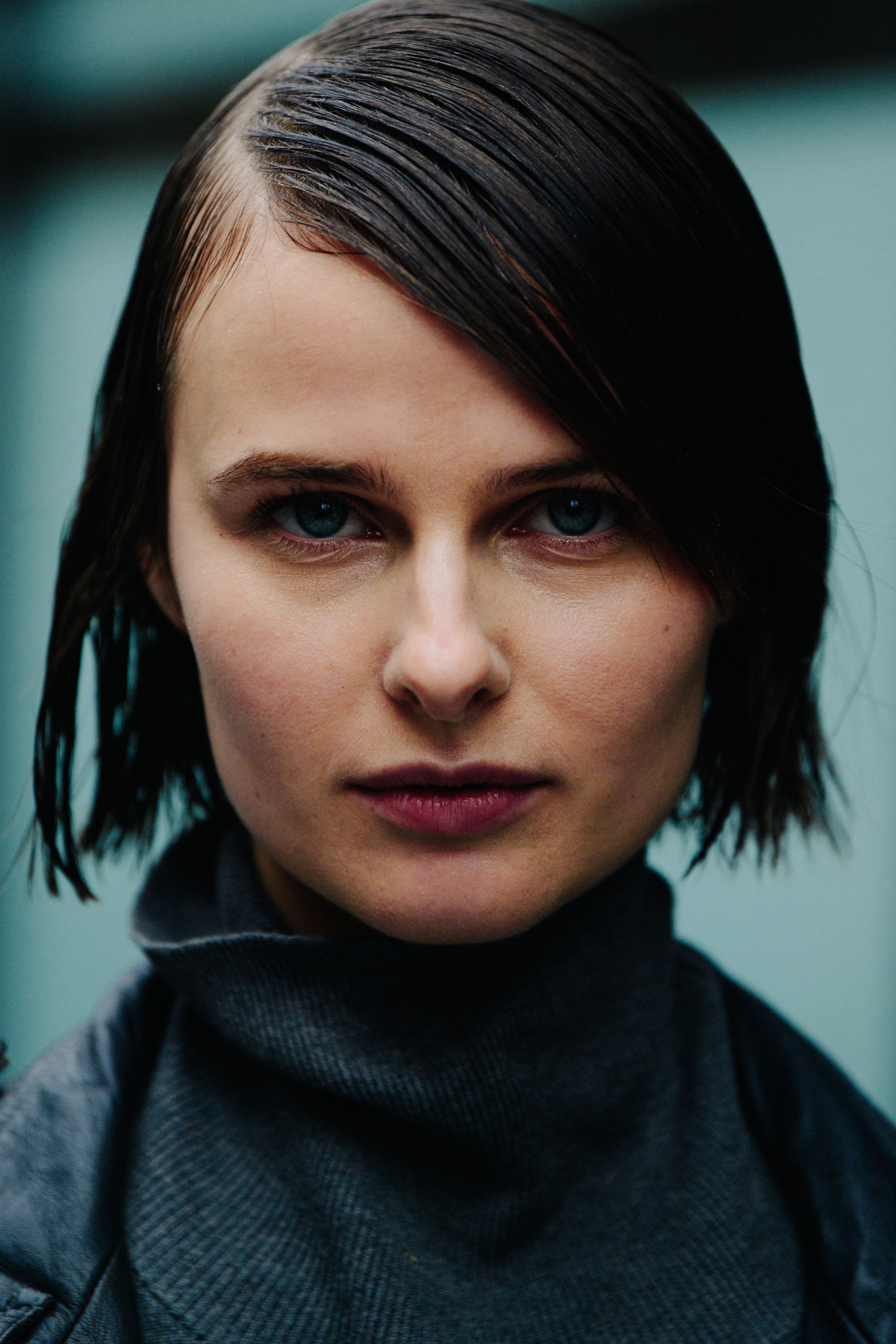 Portrait of model with blue eyes