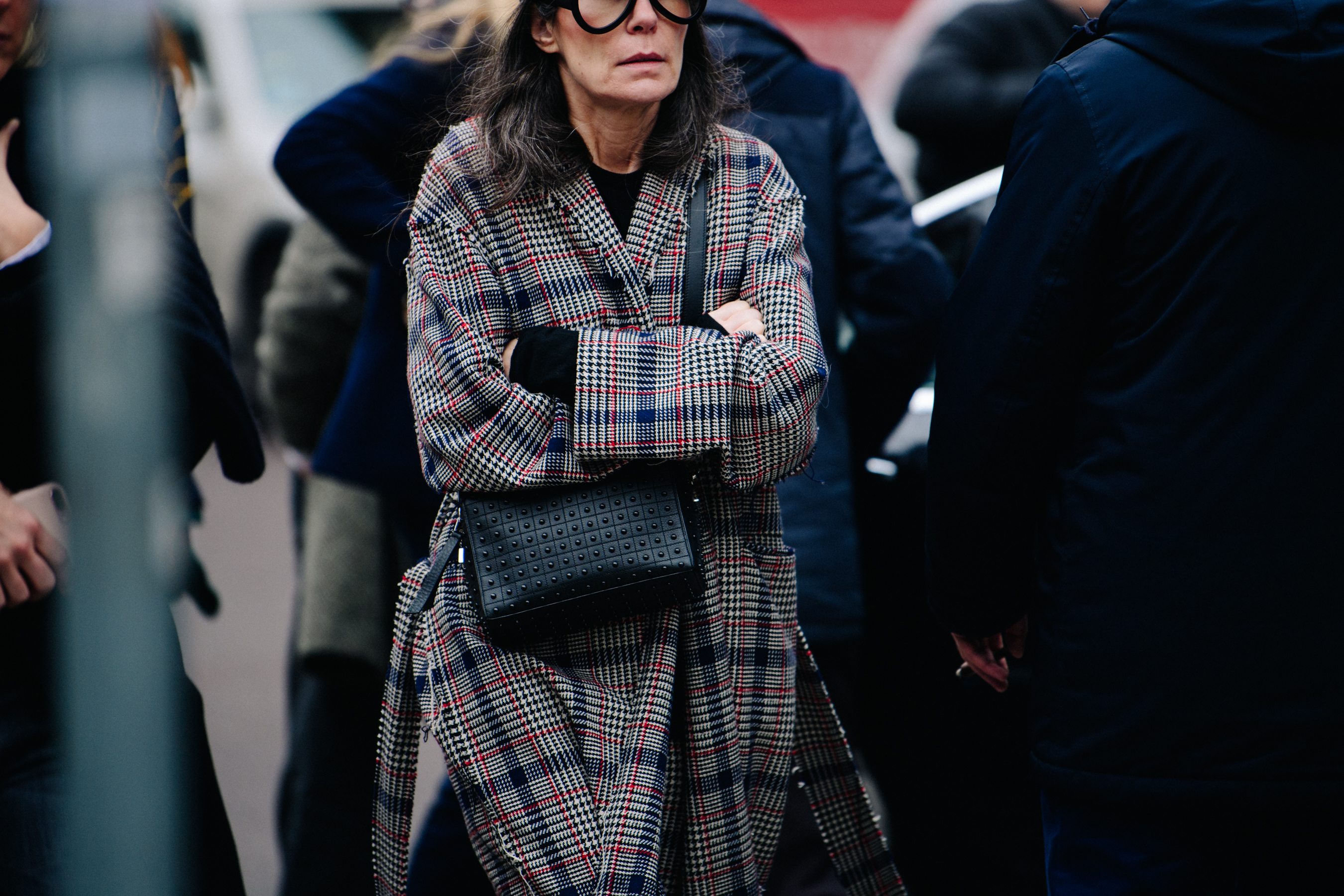 Woman wearing thick rim glasses