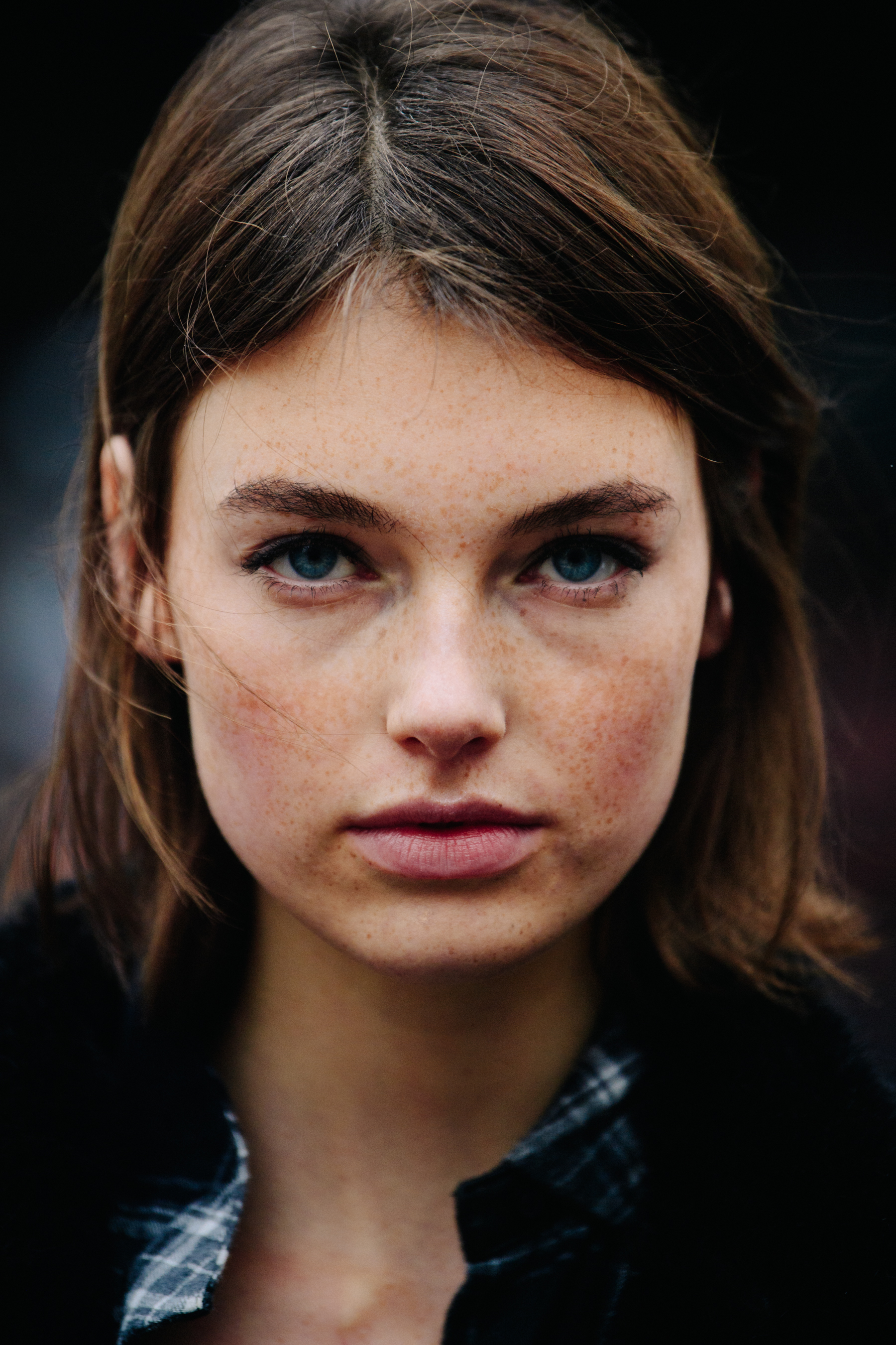 Portrait of model with blue eyes