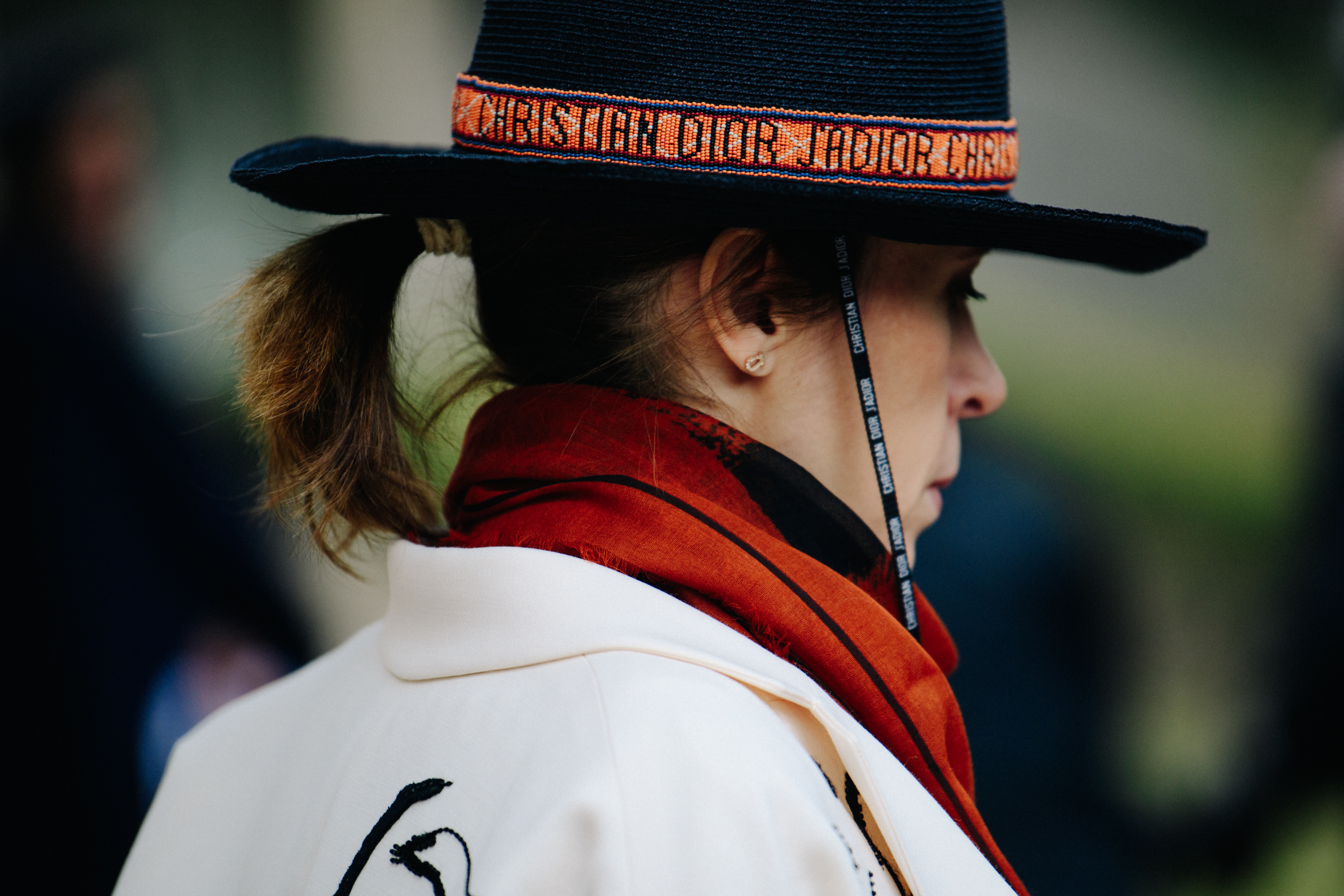 Woman wearing Dior hat