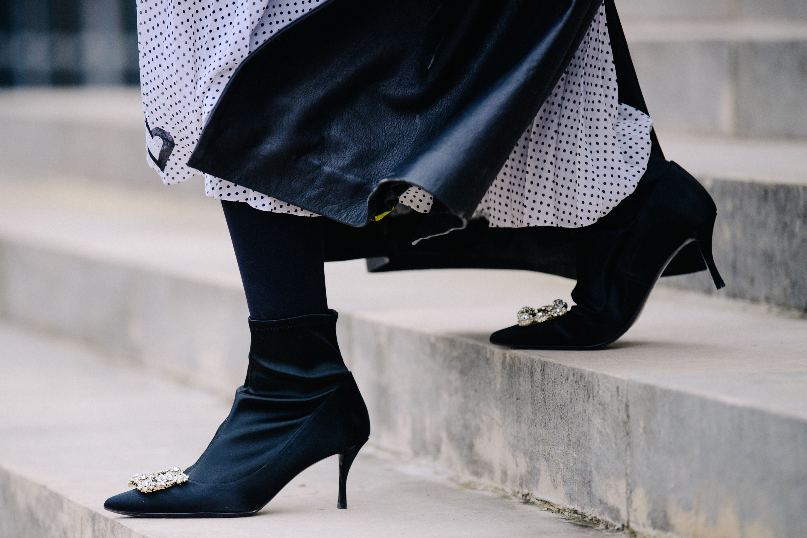 Woman wearing black heels