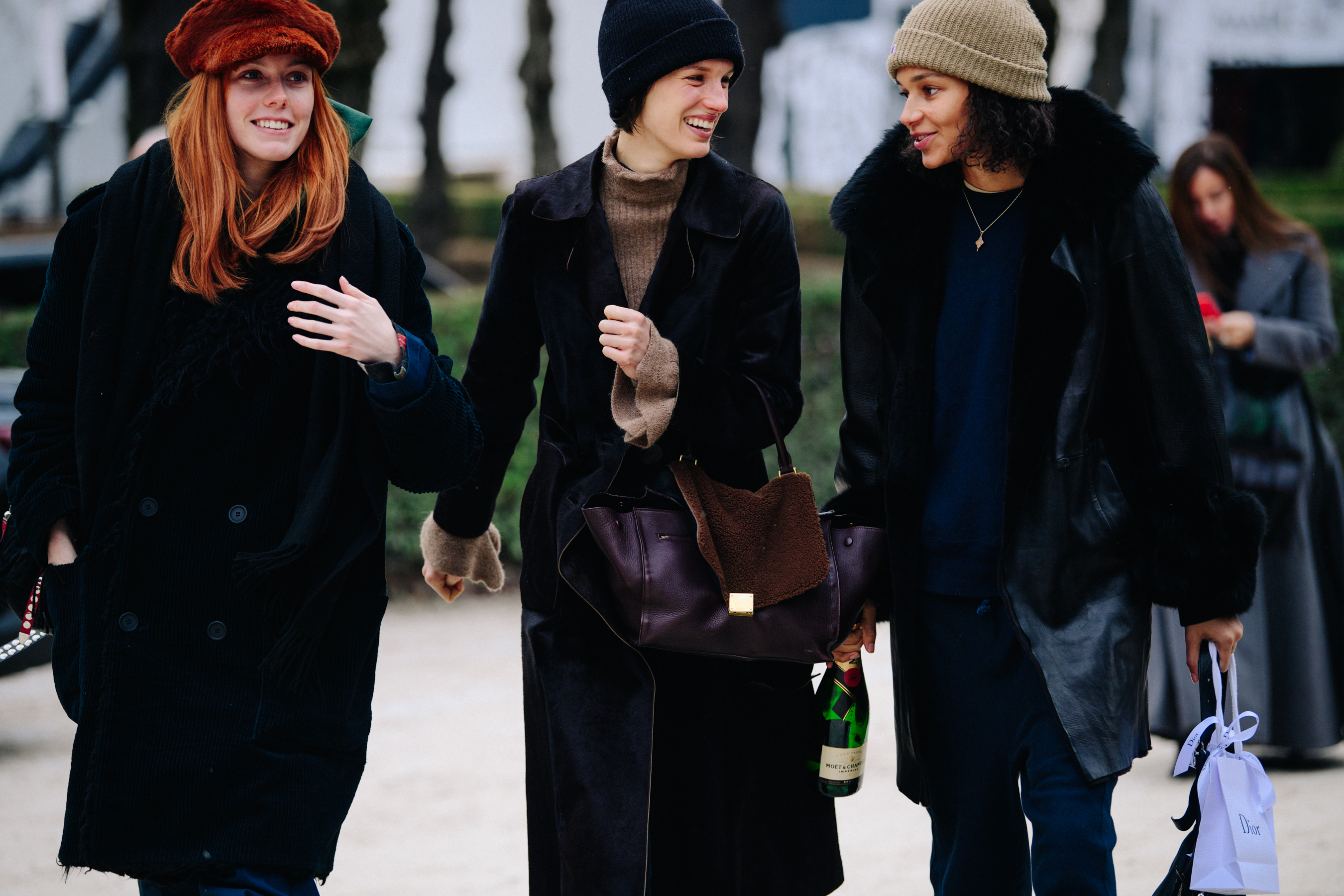 Three models leaving Dior show