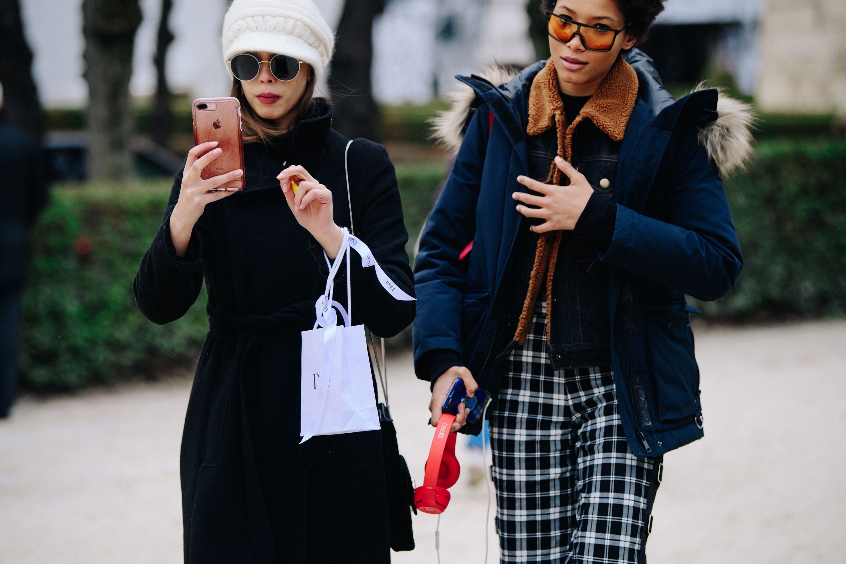 Two models leaving Dior show