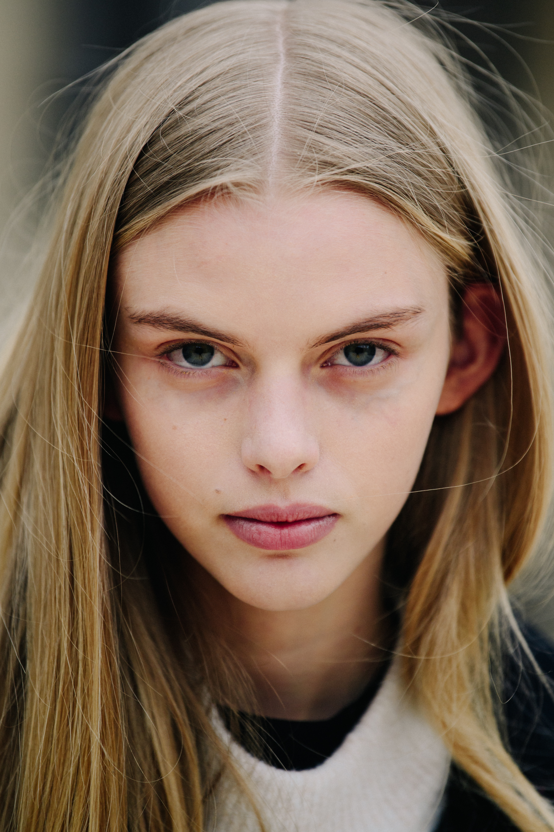 Portrait of model with long blonde hair