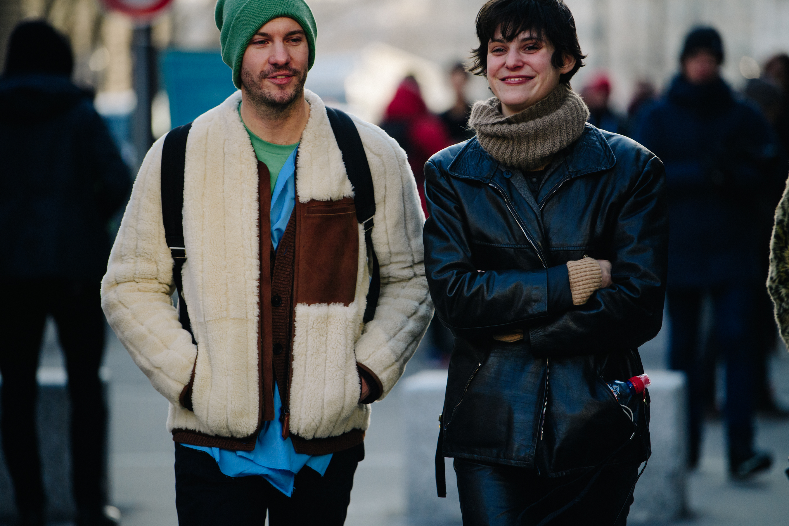 Couple wearing light jackets