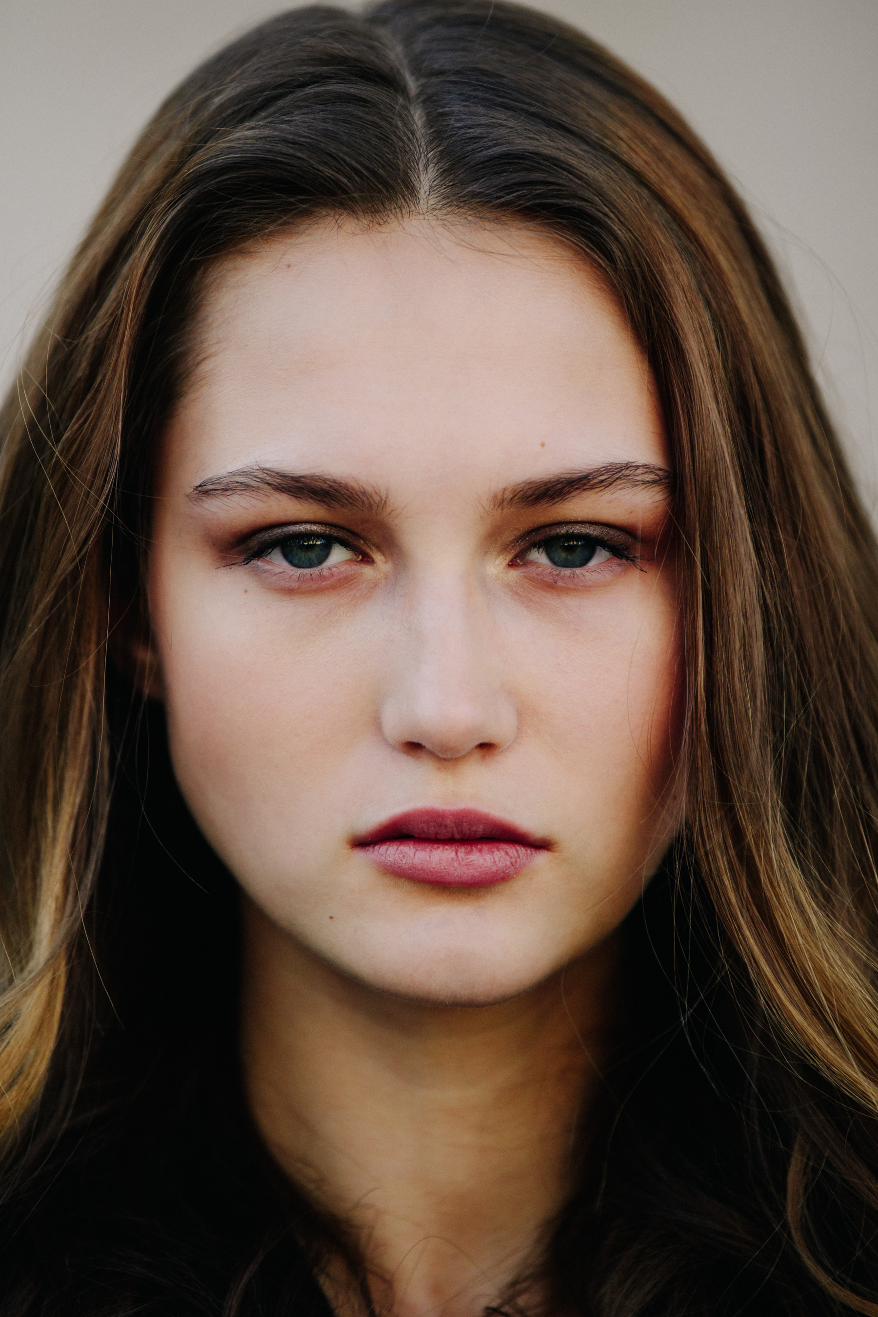 Portrait of model with blue eyes
