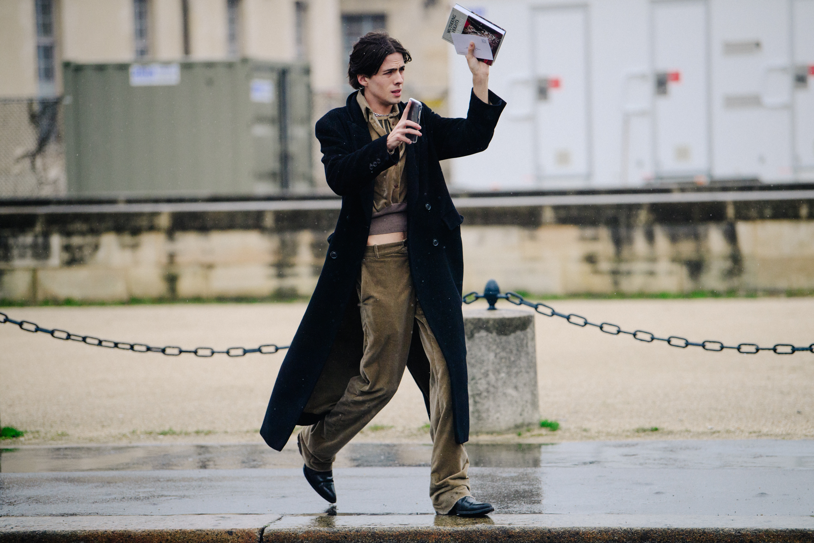 Man wearing brown velvet outfit