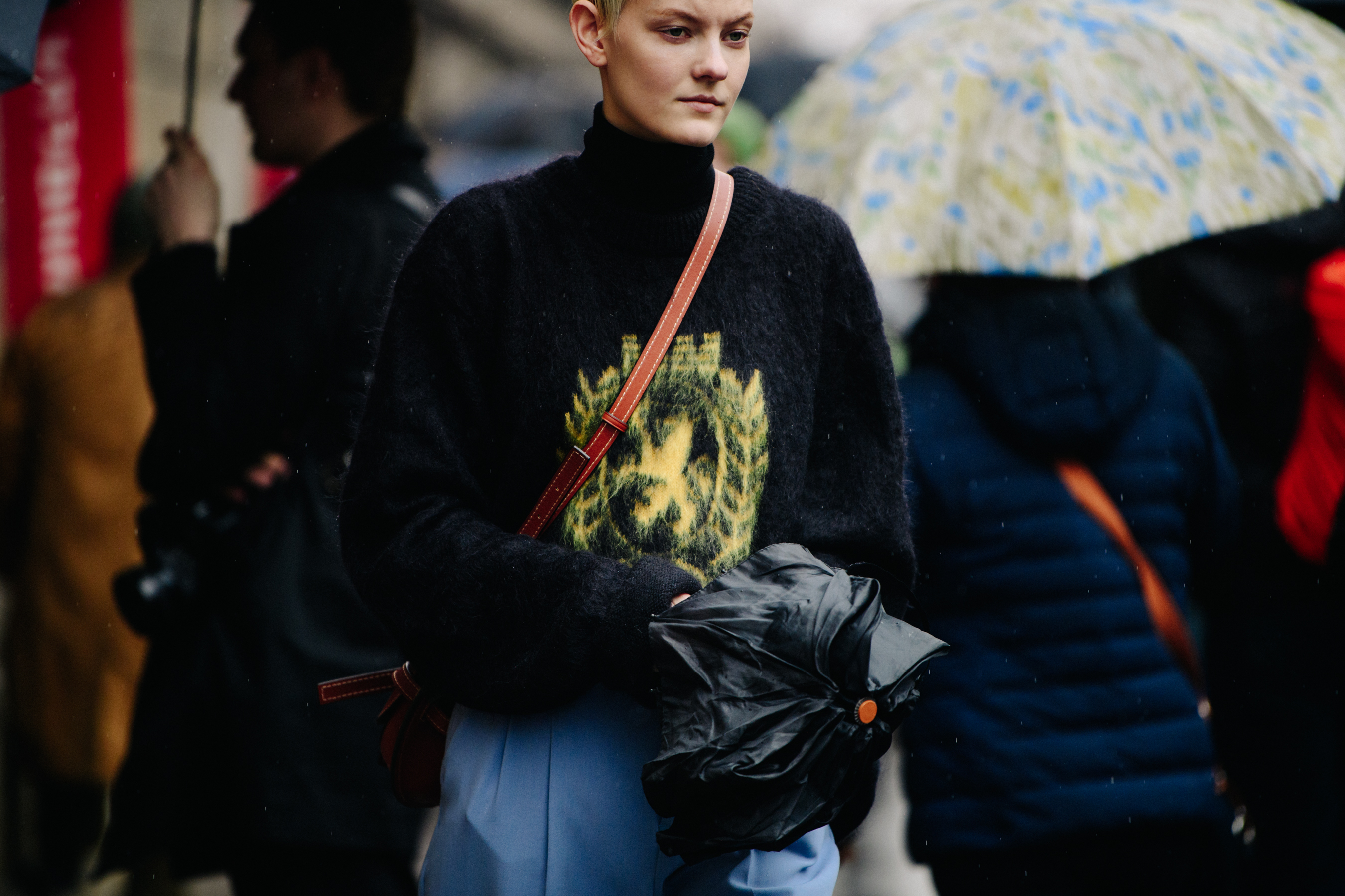 Model wearing wooly jumper