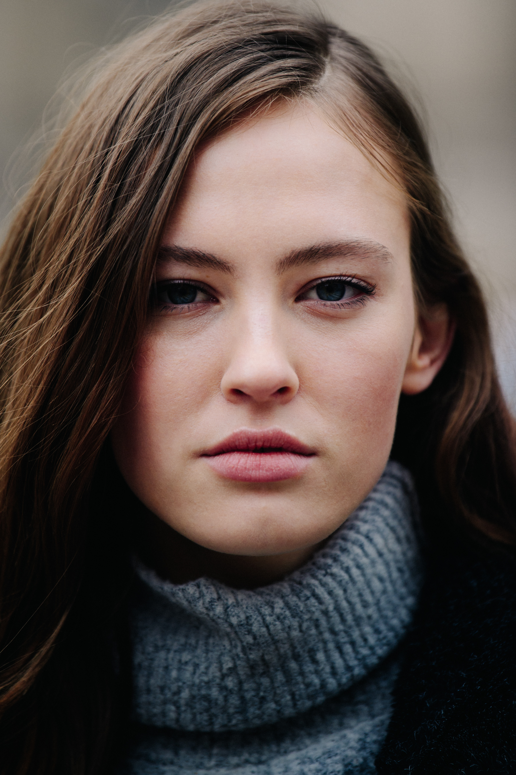 Portrait of Russian model with blue eyes