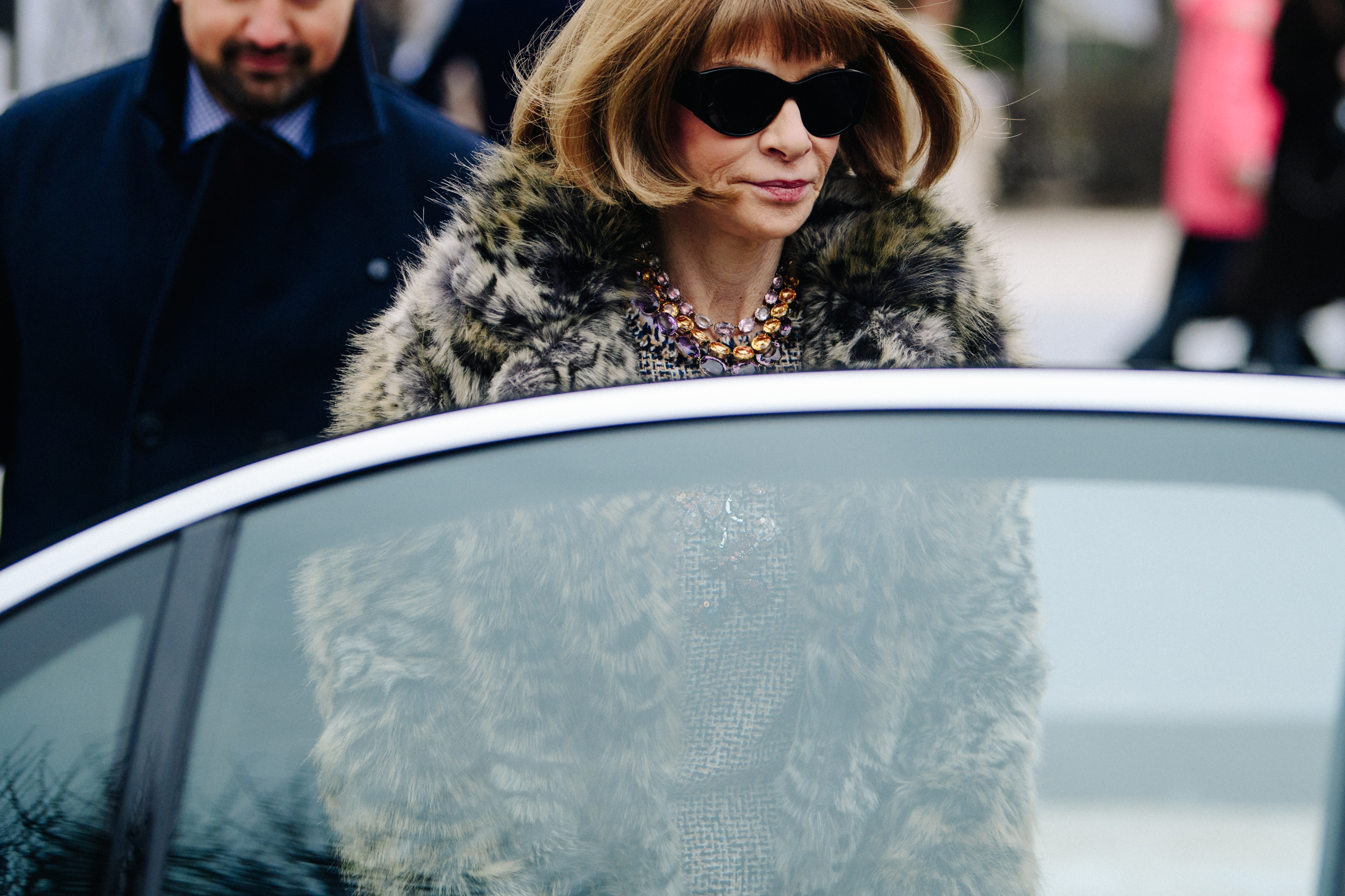 Anna Wintour wearing fur coat