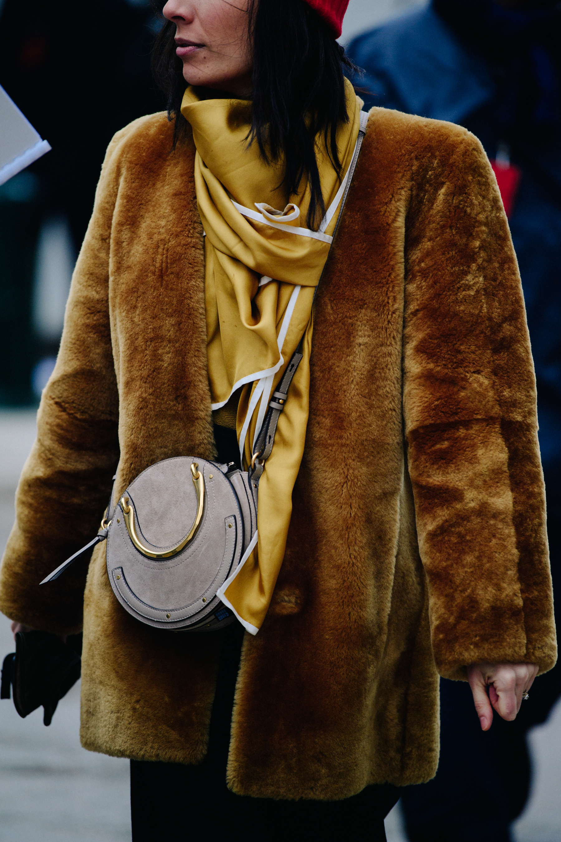 Woman wearing fur coat