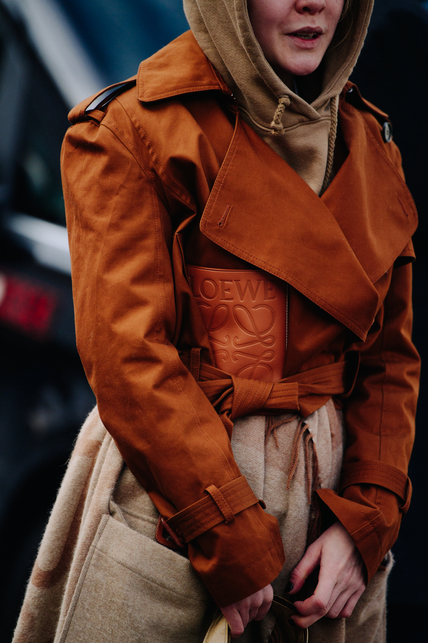 Woman wearing Loewe jacket
