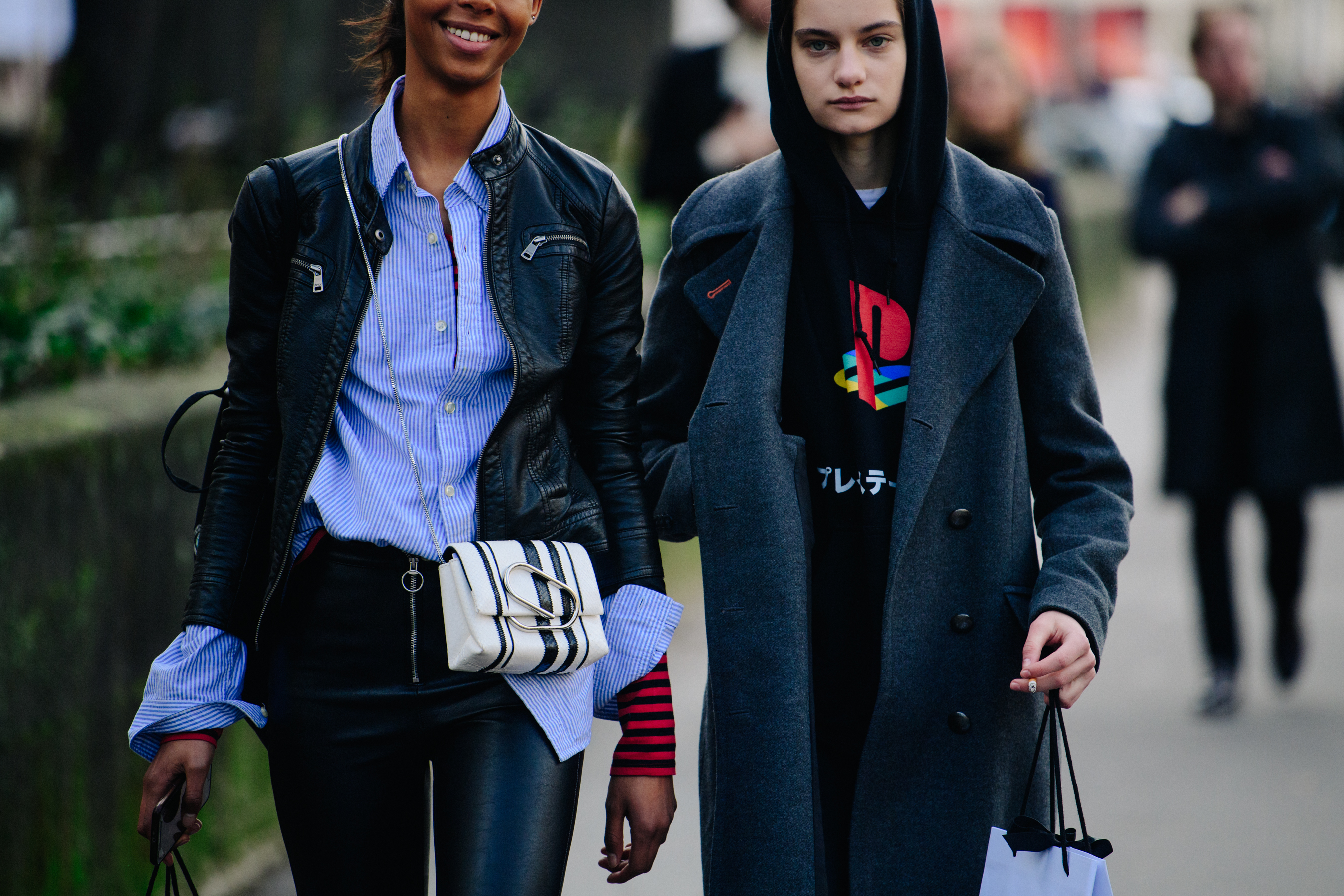 Two models leaving Giambattista Valli show