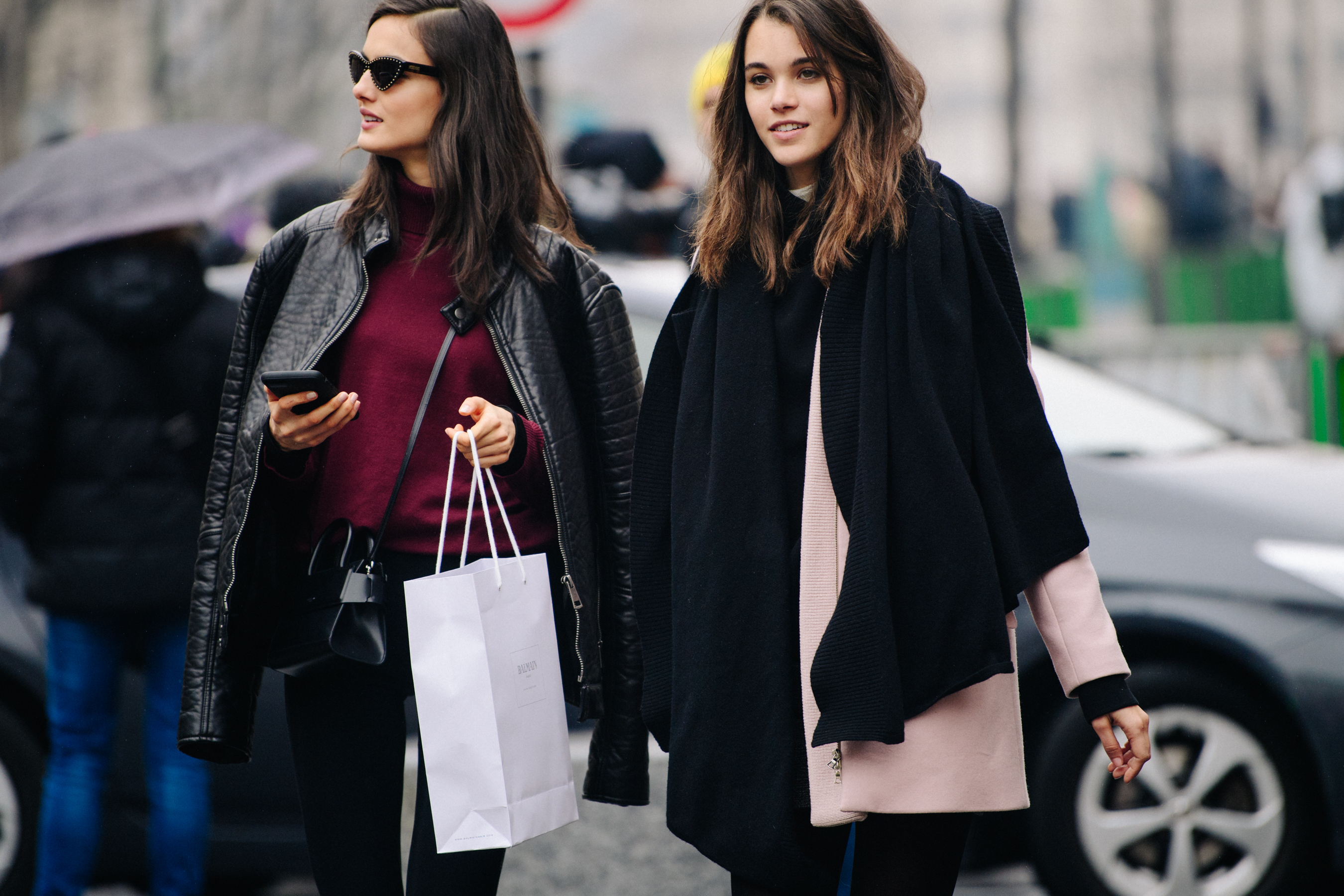 Two models after Balmain show