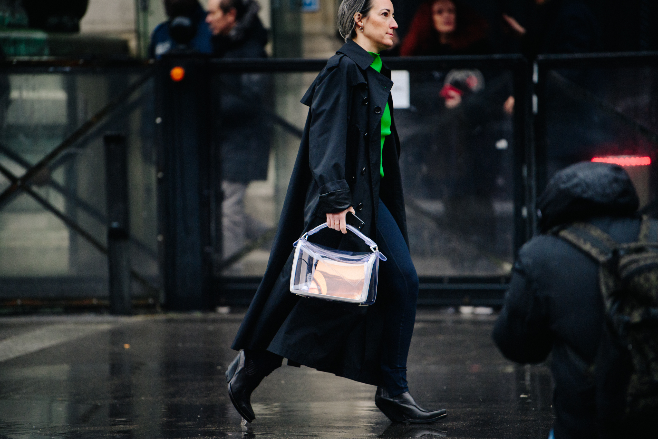 Woman wearing green jumper