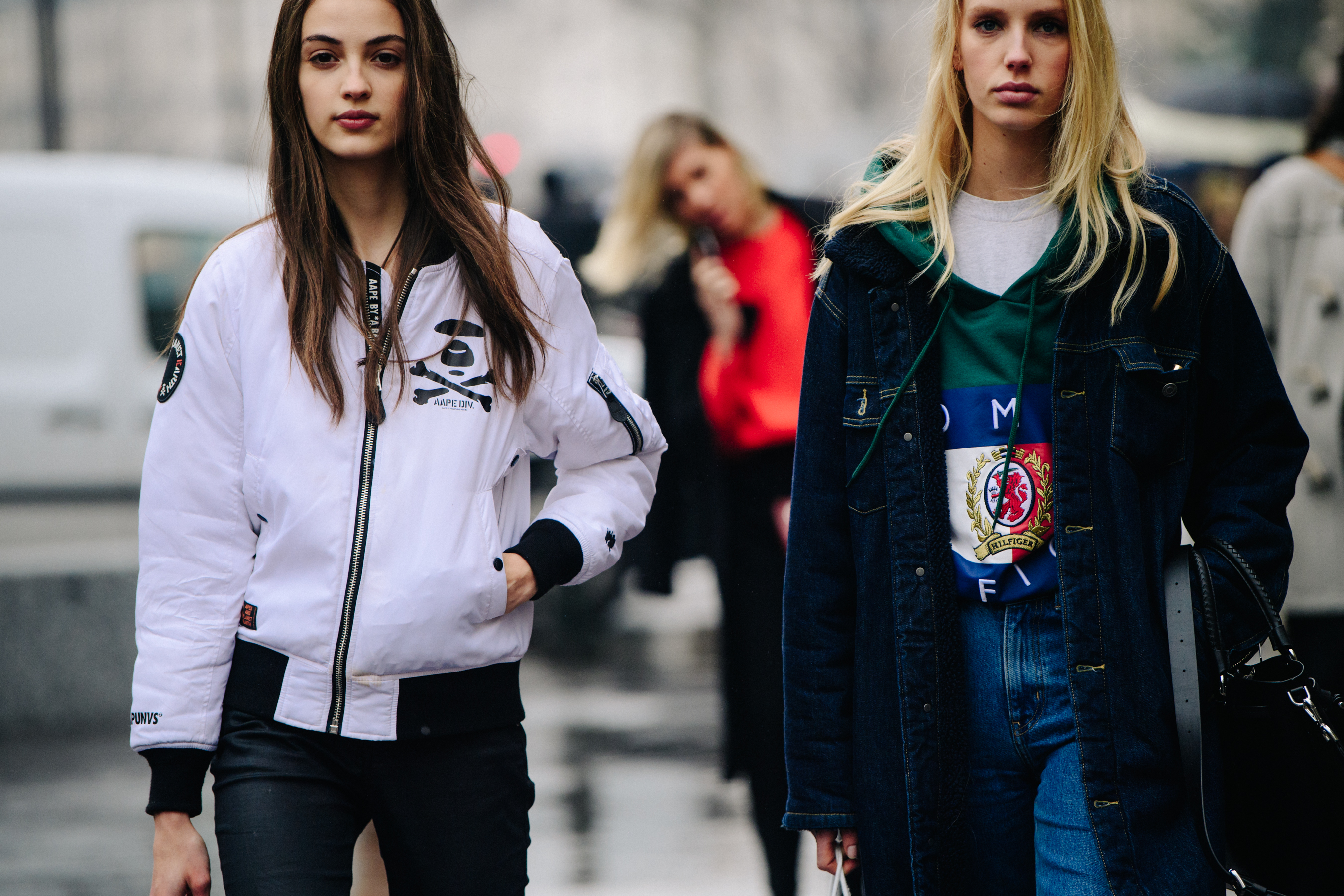 Two models after Balmain show