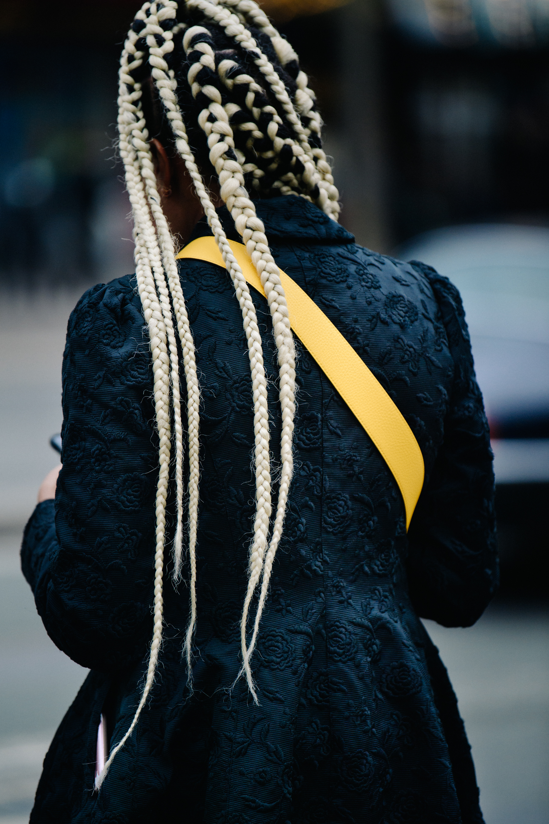 Woman wearing floral pattern jacket