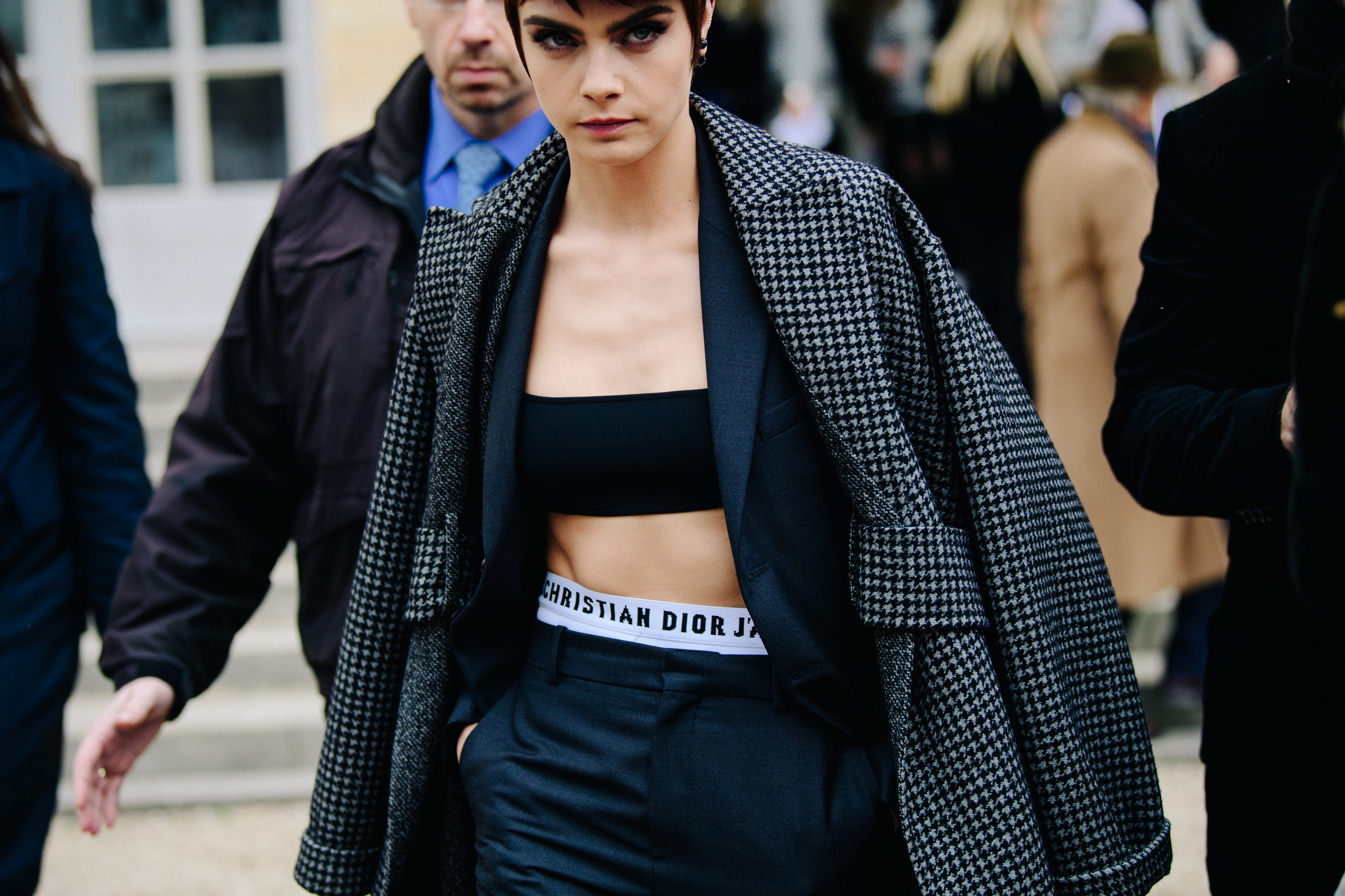 British model wearing Christian Dior outfit
