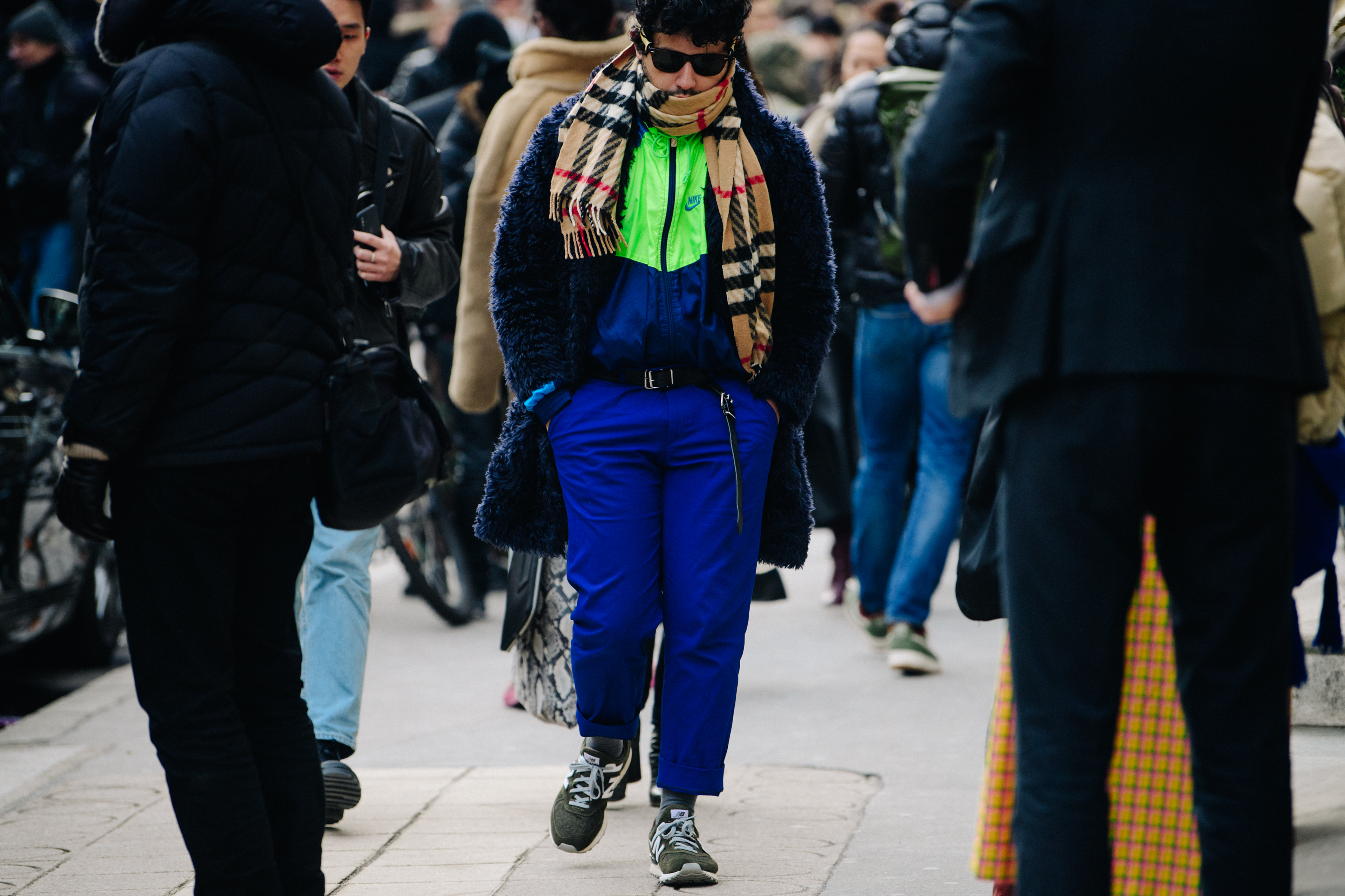 Man wearing Burberry scarf