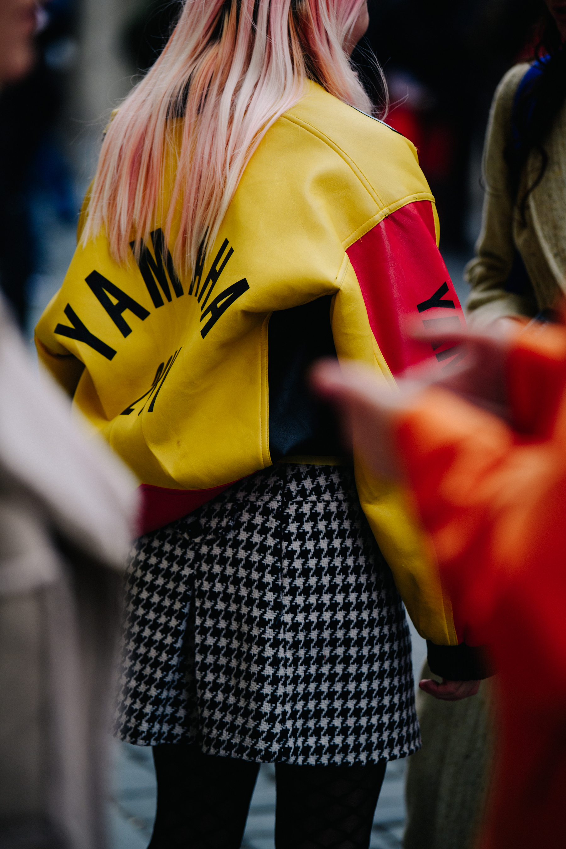 Woman wearing yellow coat
