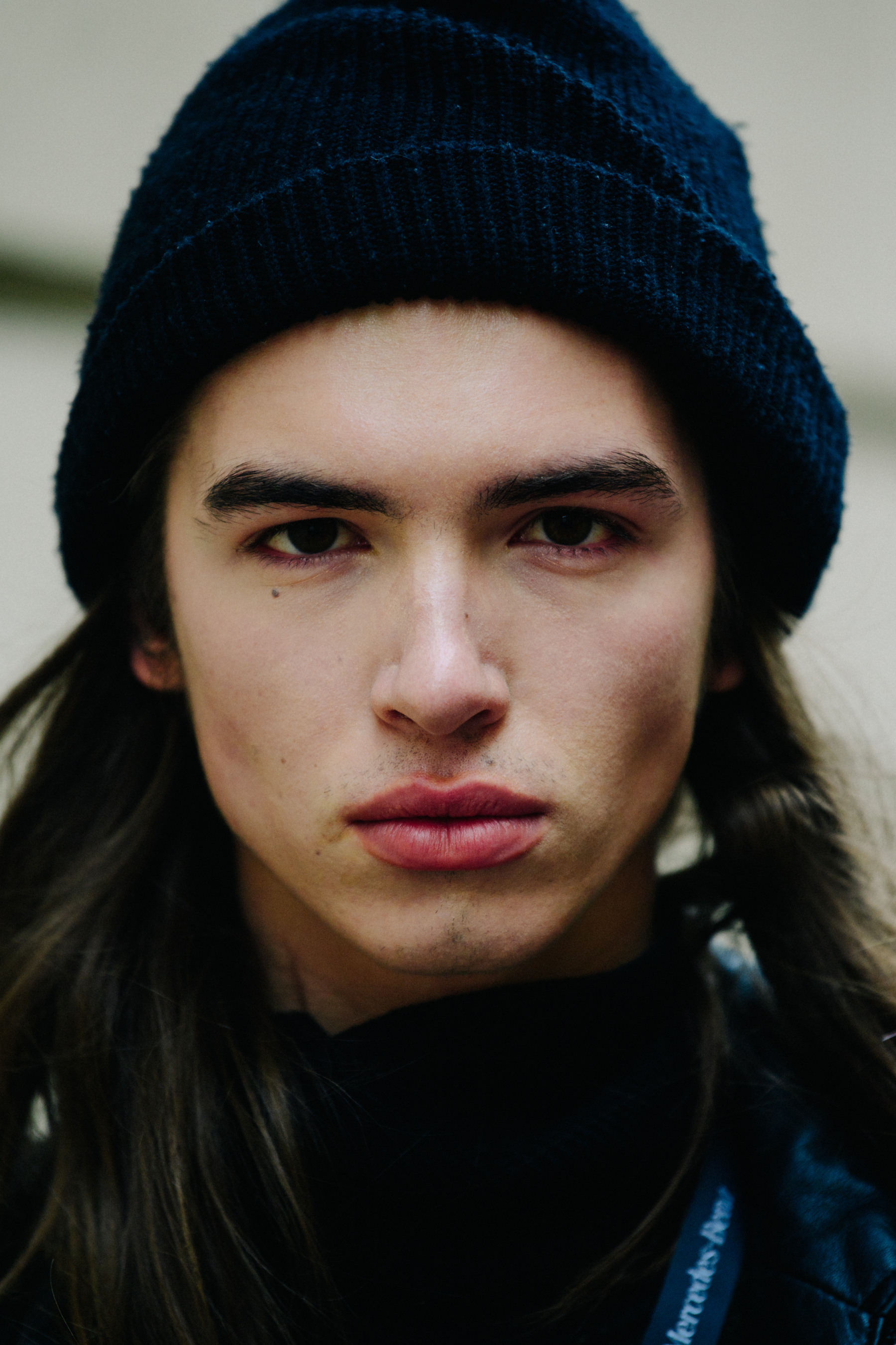 Portrait of model wearing beanie