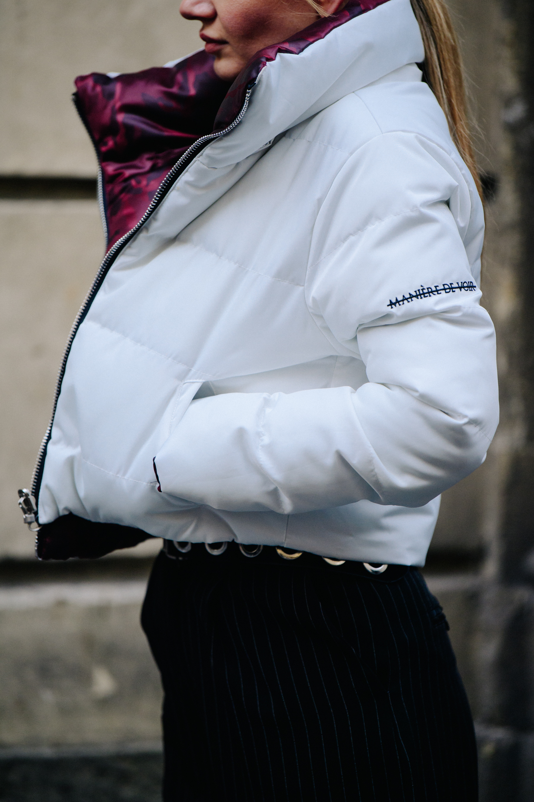 Woman wearing white jacket