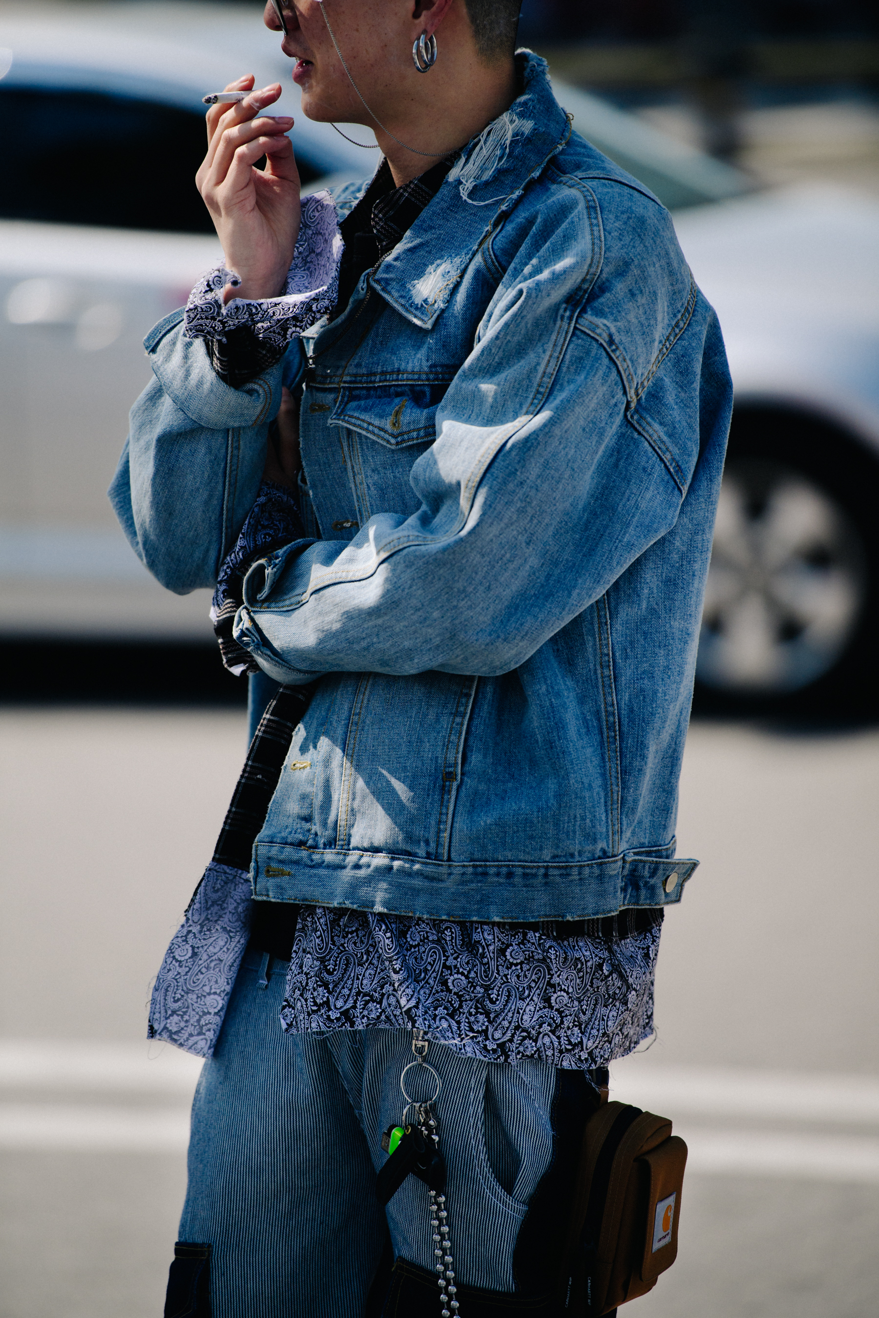Man wearing denim jacket