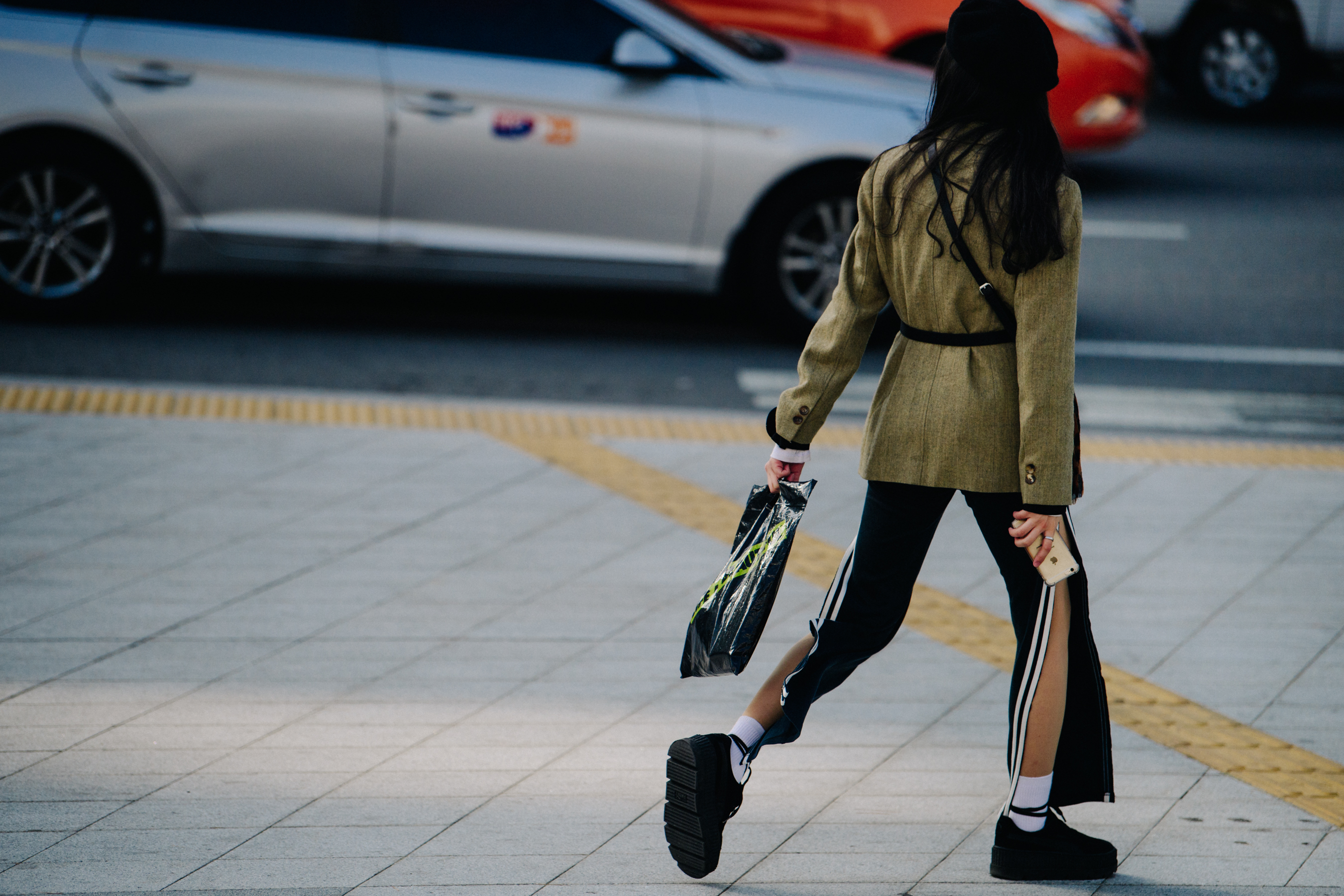 Woman with split leg pants