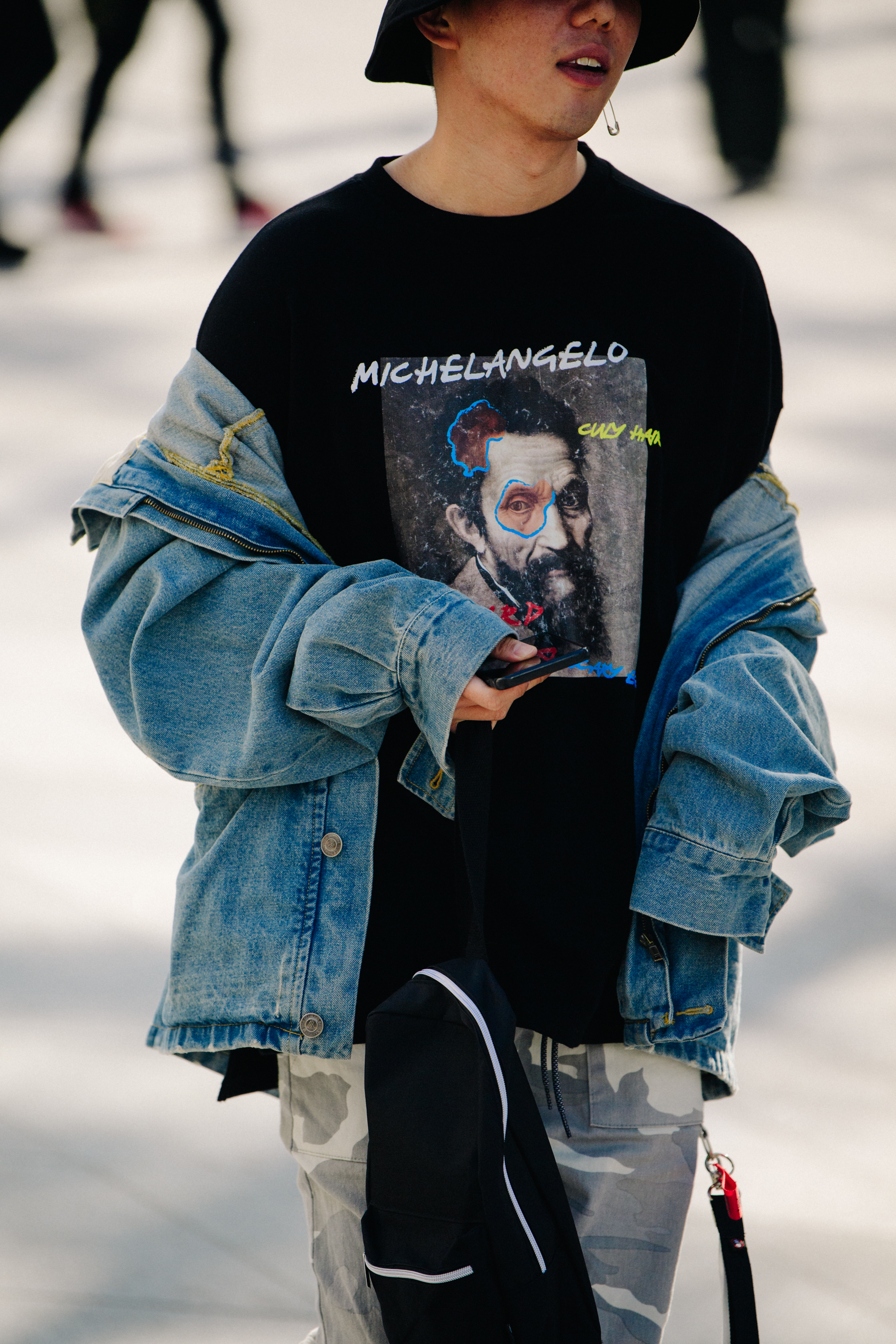 Man wearing denim jacket