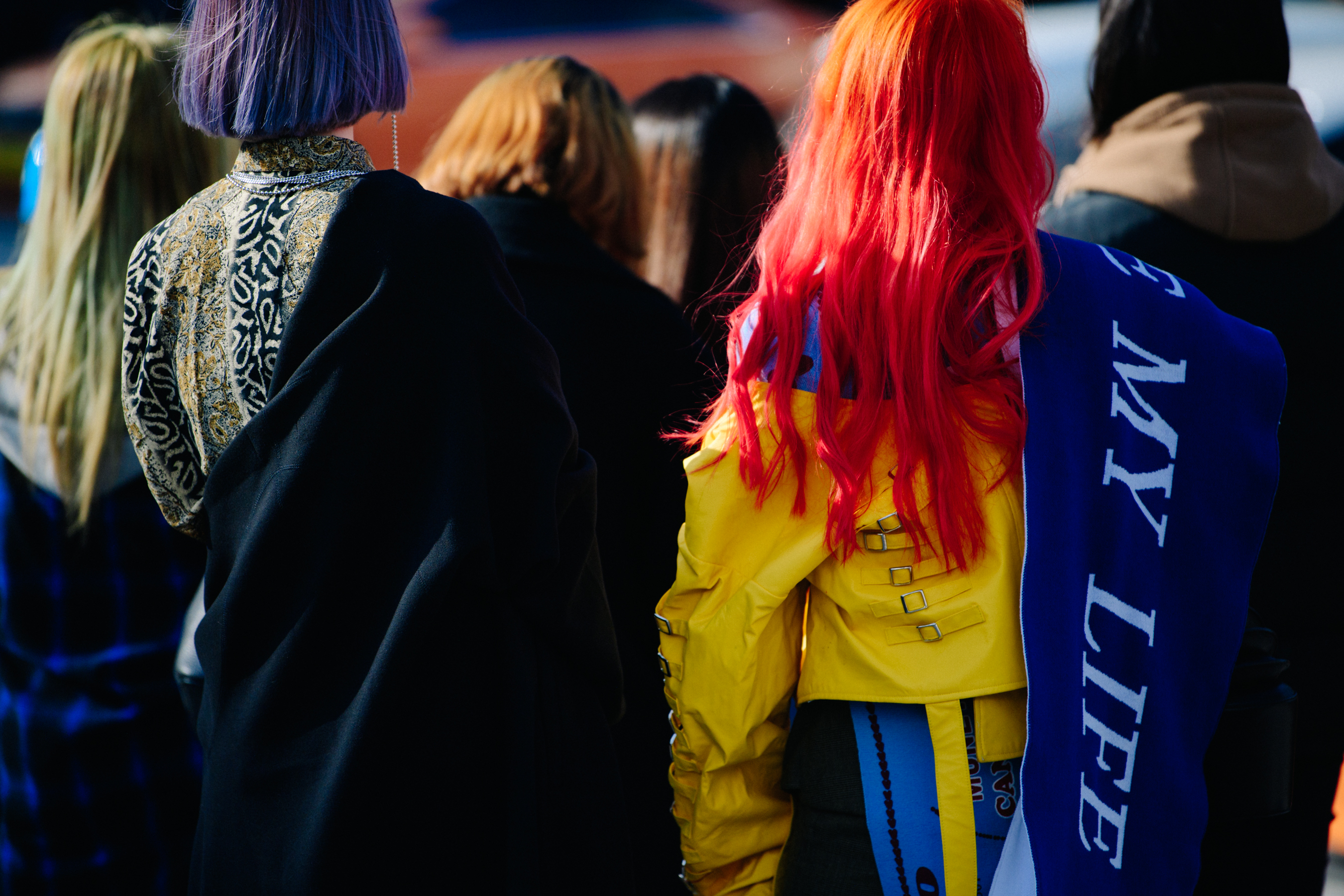 Two women with colourful hair
