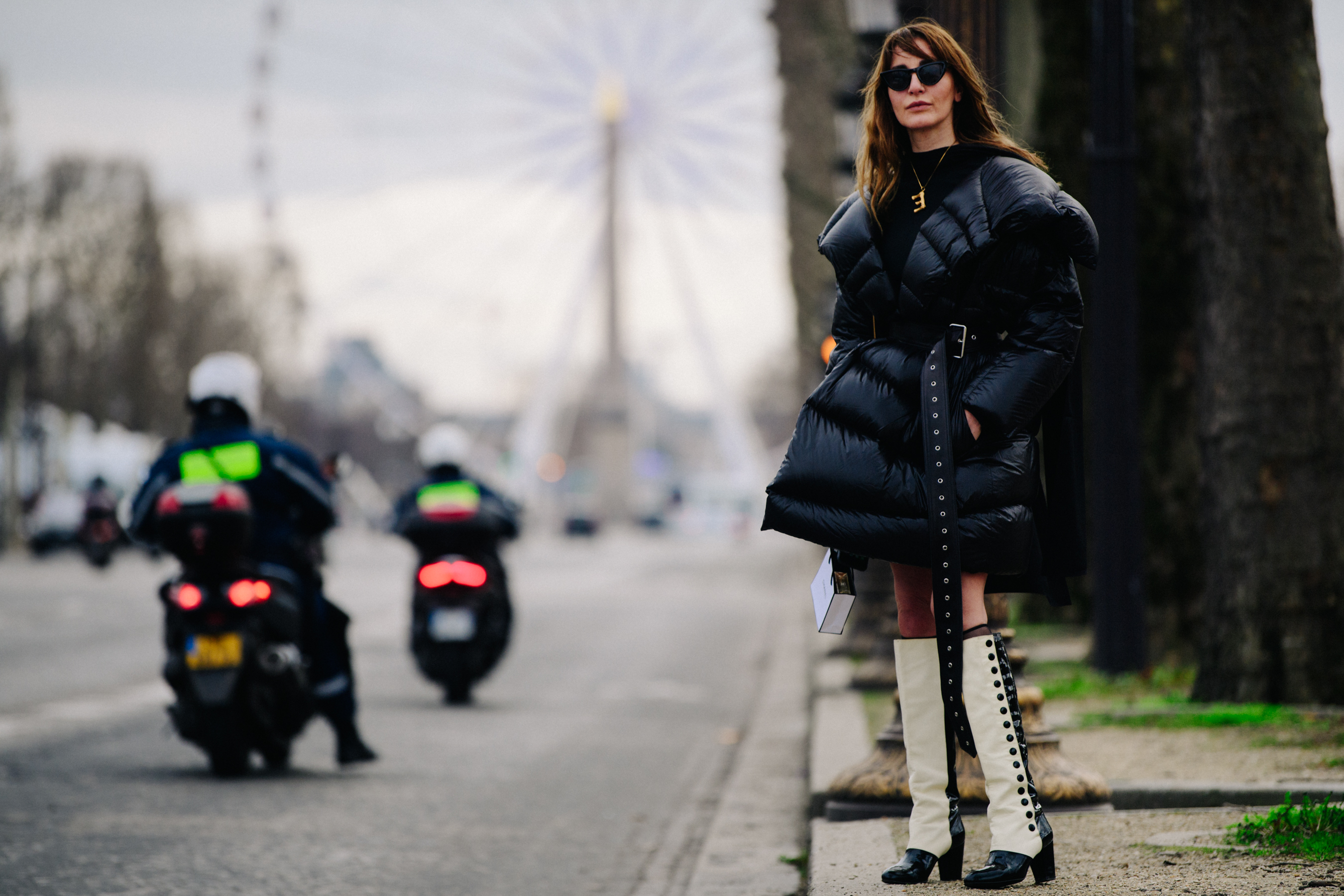 Woman wearing black puffer coat