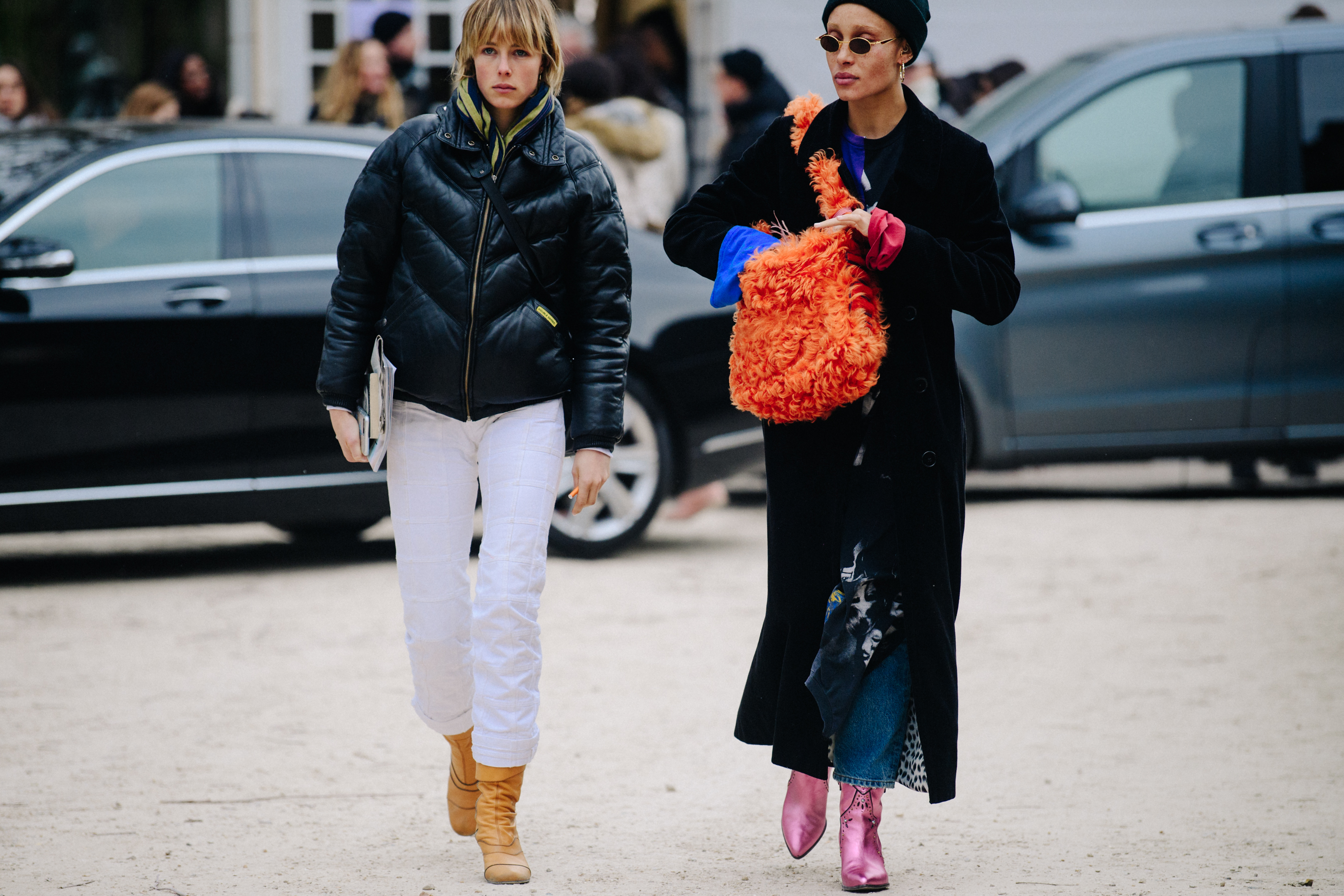 Two British supermodels leaving Dior
