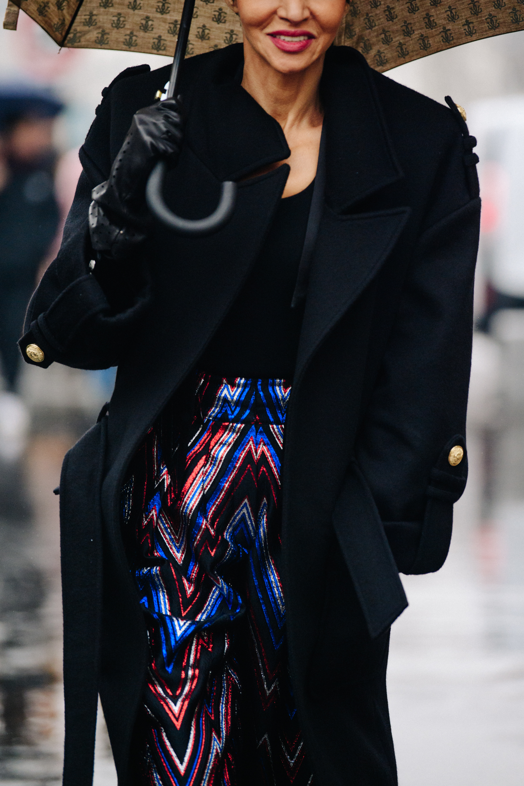 Woman wearing colourful pants