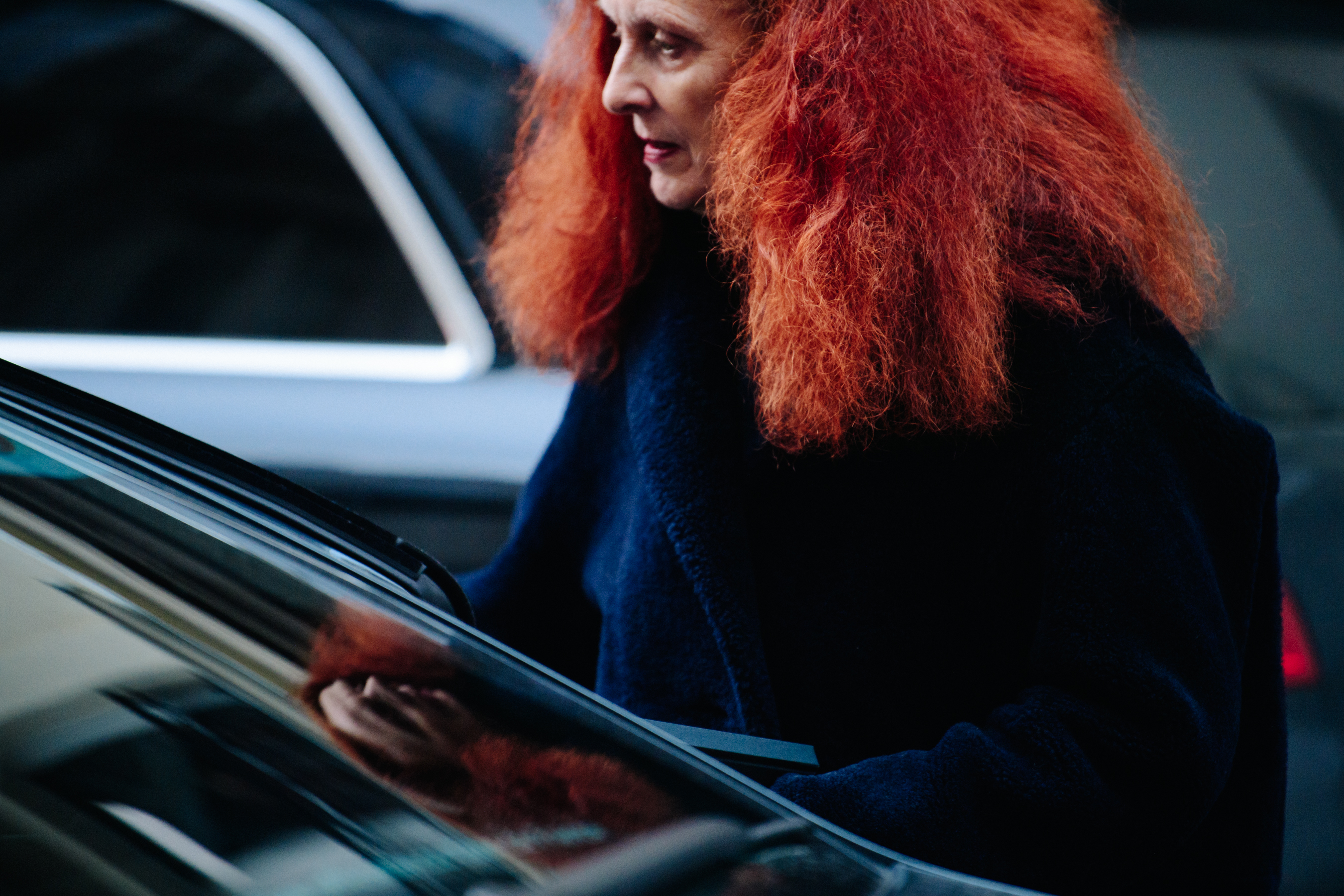 Woman with bright orange hair