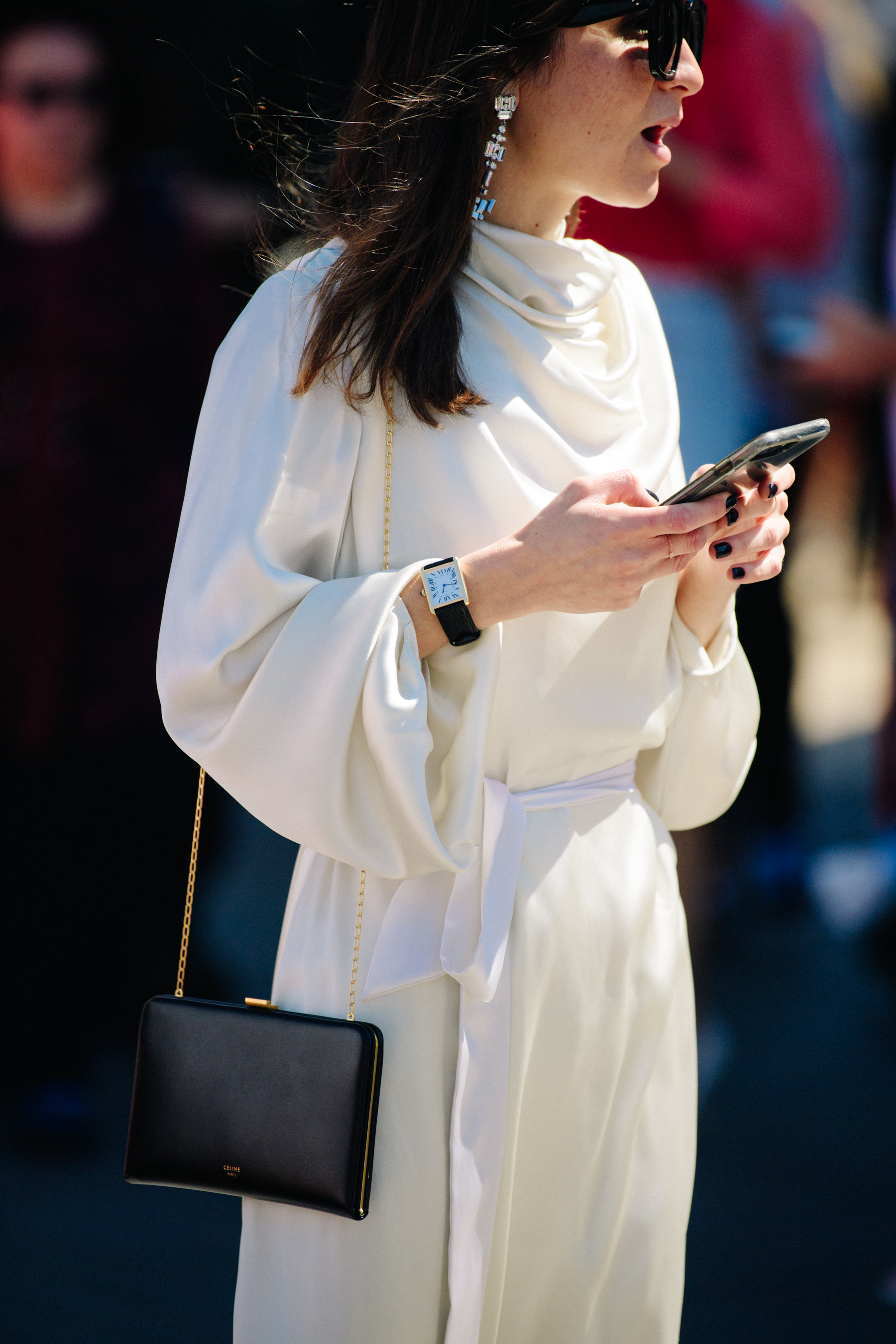 Woman wearing long white dress