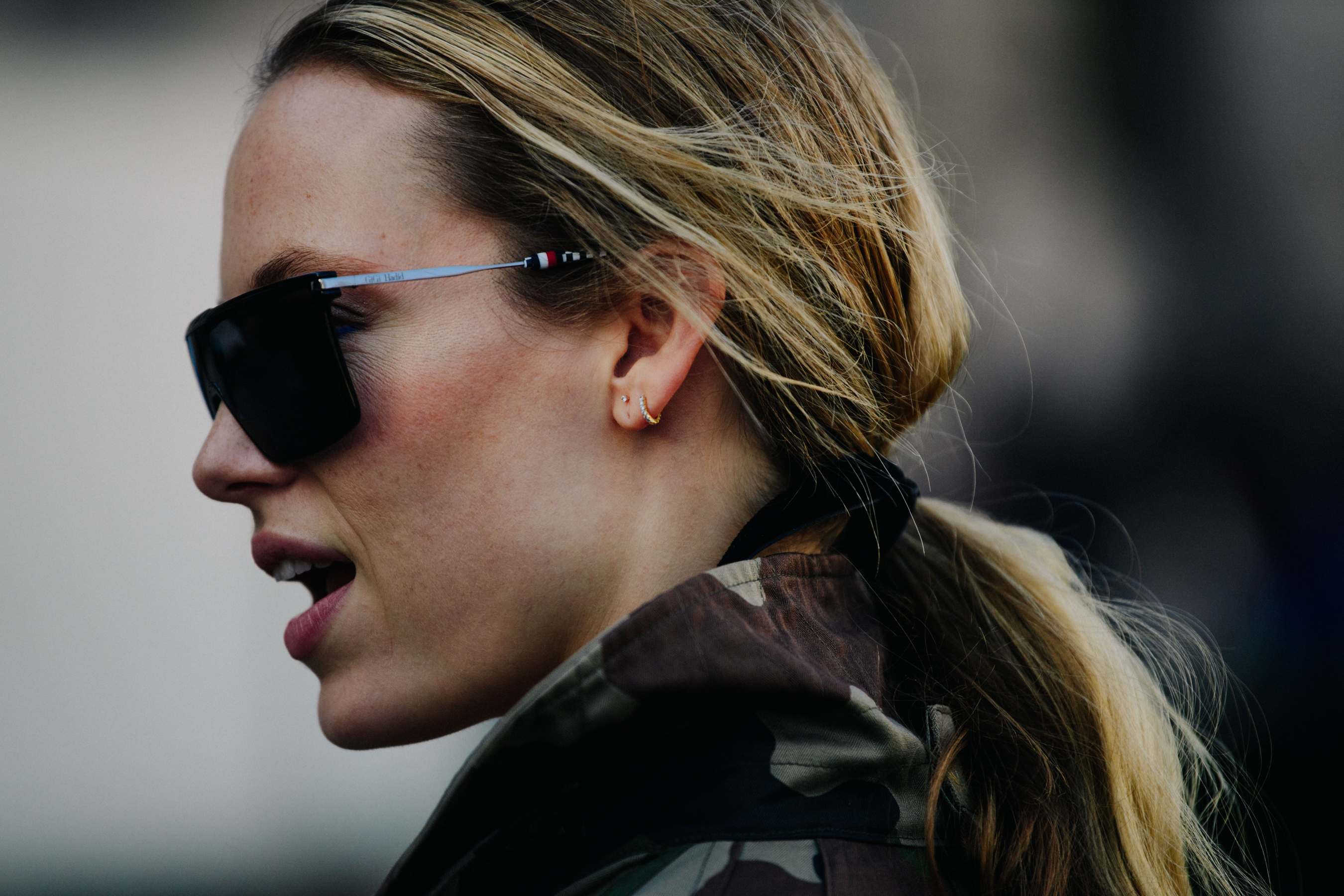 Model wearing Tommy Hilfiger glasses