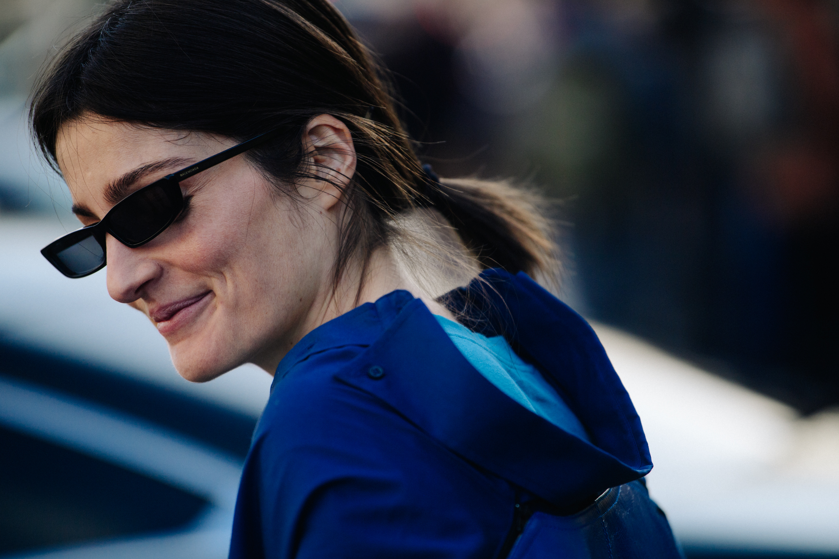 Woman wearing Balenciaga glasses