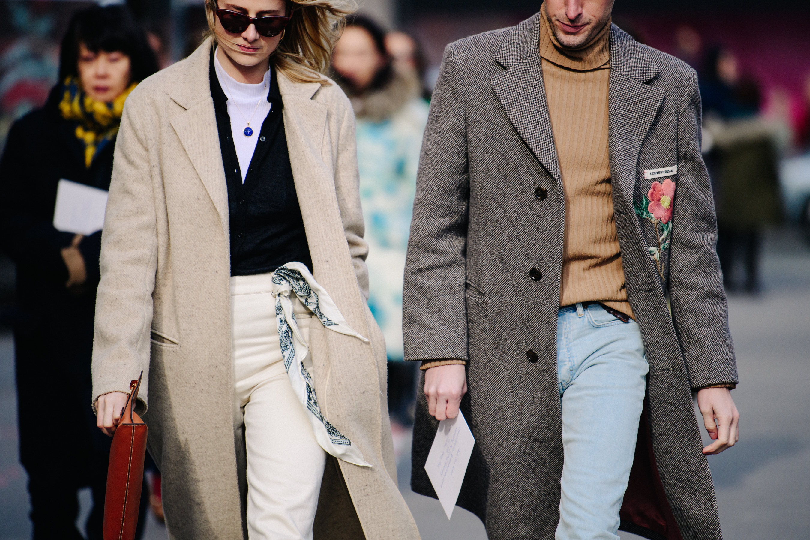 Couple wearing formal wool coats