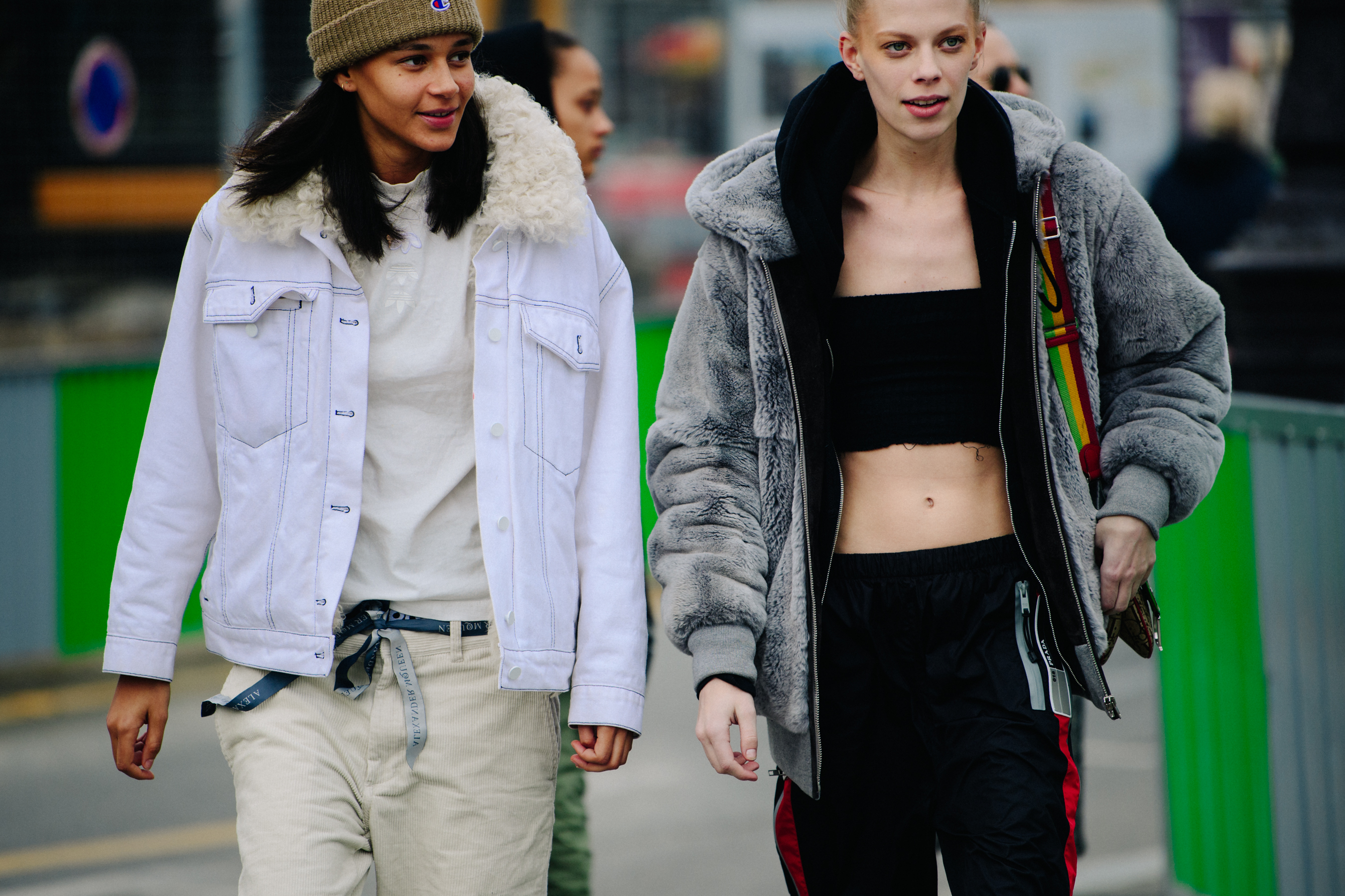 Two American models leaving Chanel show