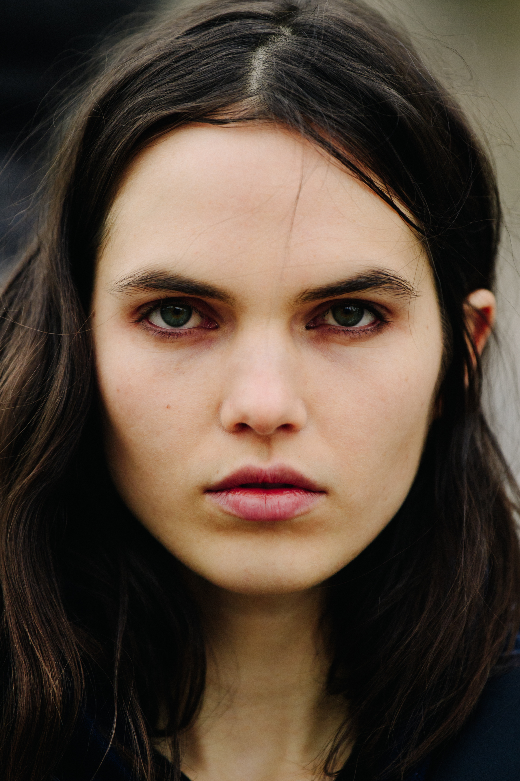 Portrait of American model with green eyes