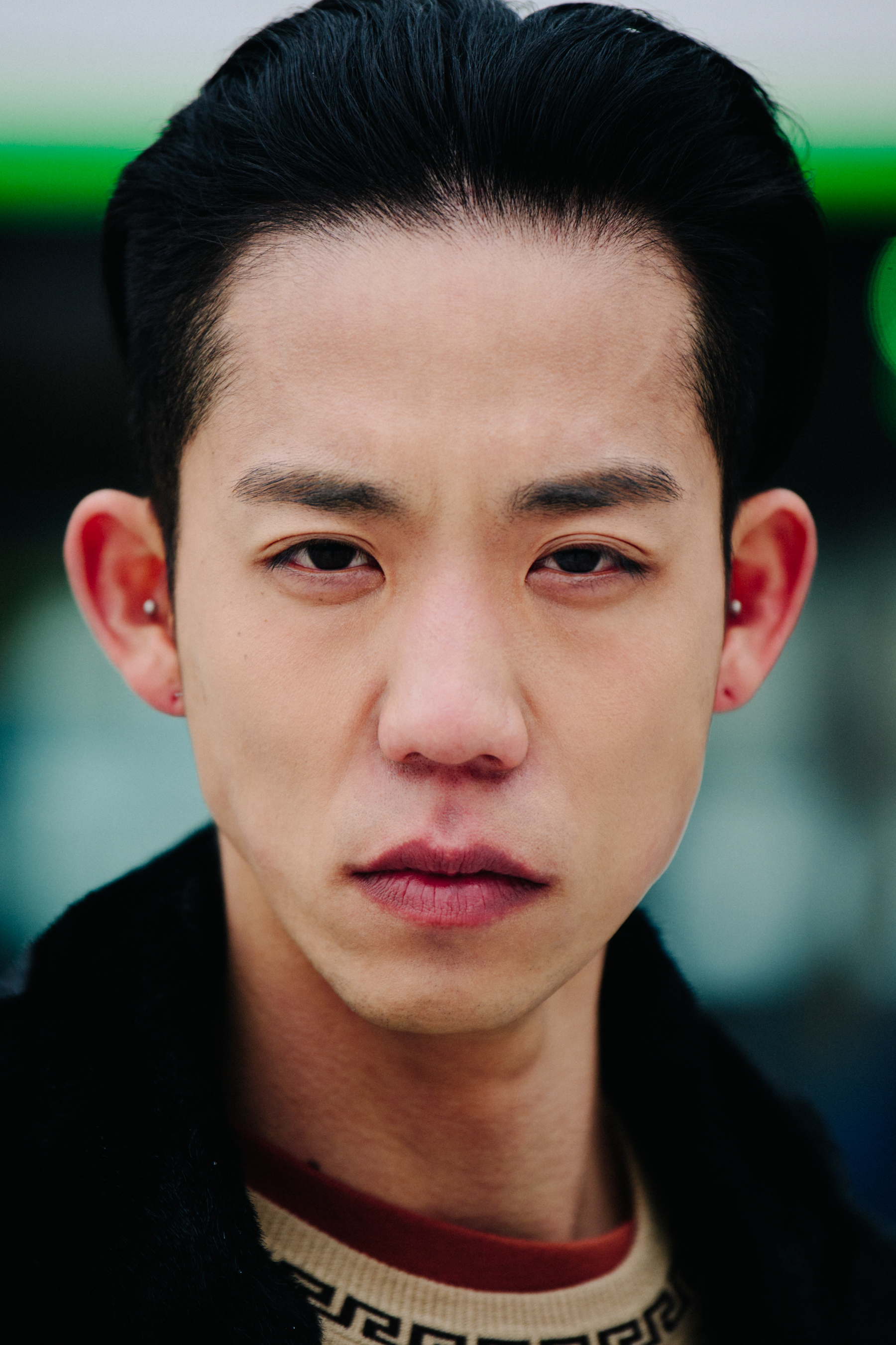 Portrait of Asian model with dark hair