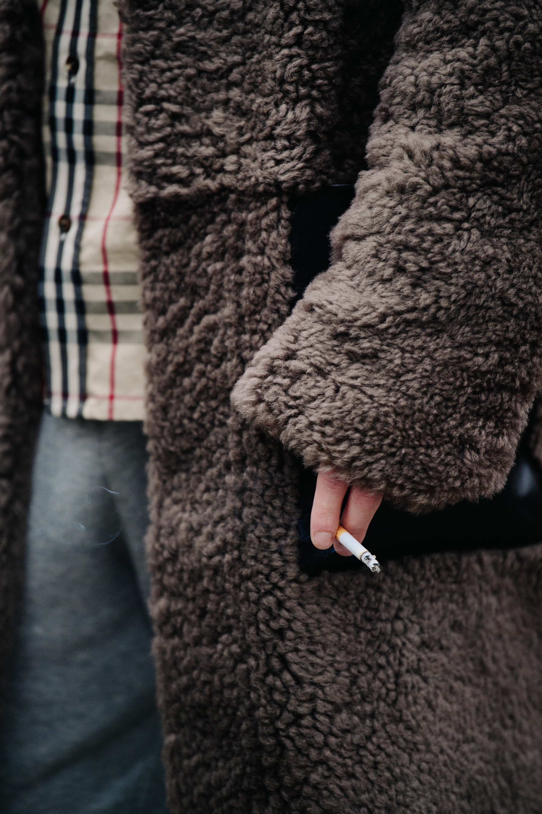 Man wearing brown wool coat