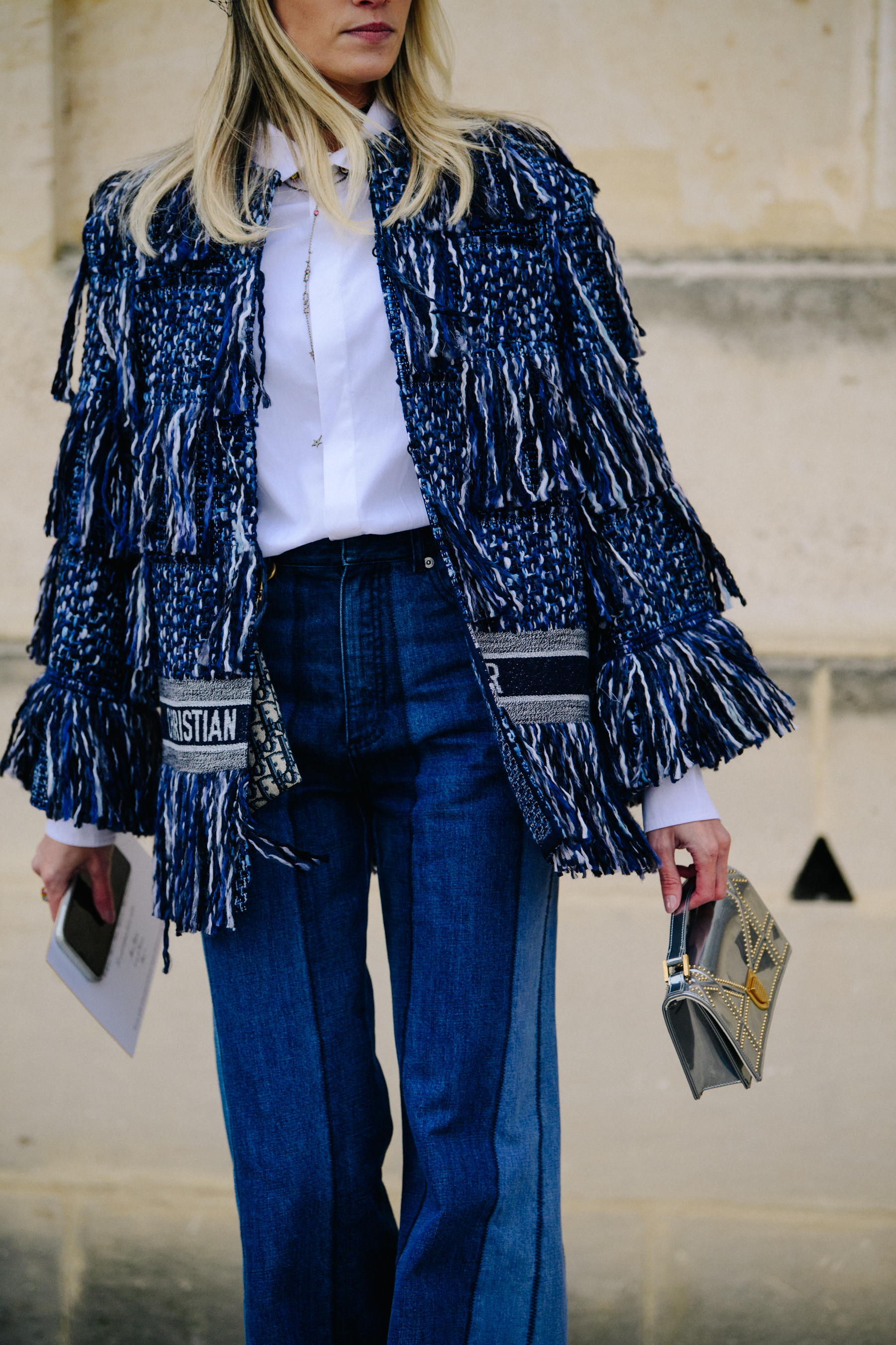 Australian blogger wearing blue Christian Dior outfit