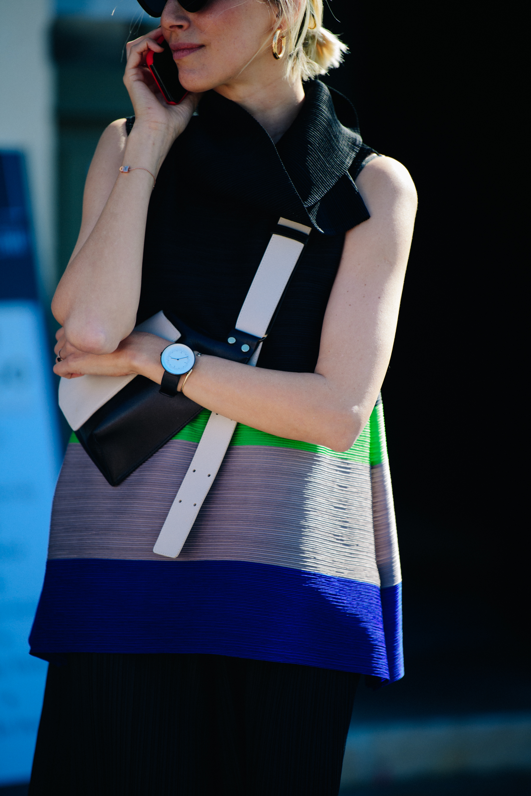 Woman wearing colourful top